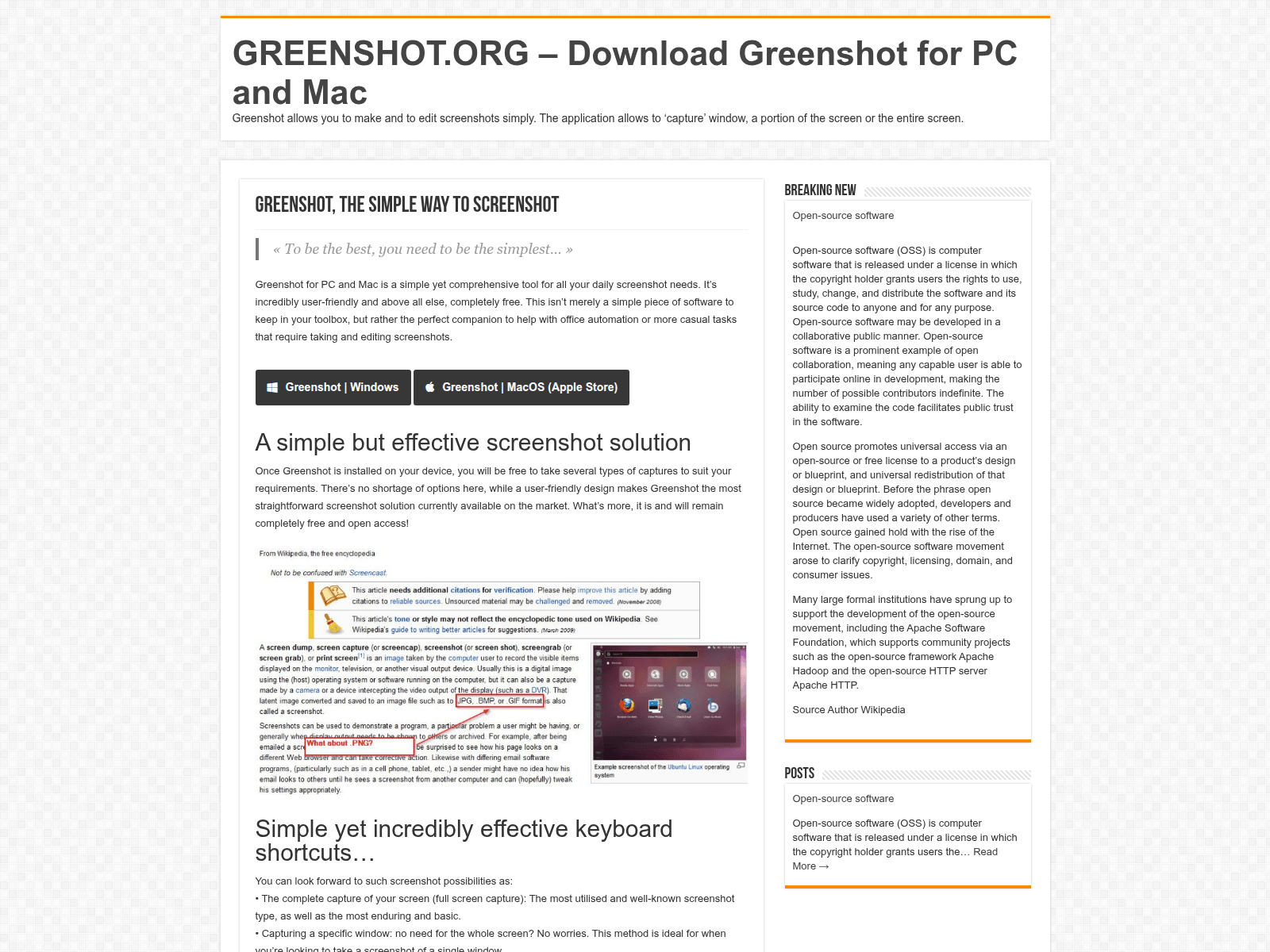 Screenshot of greenshot.org