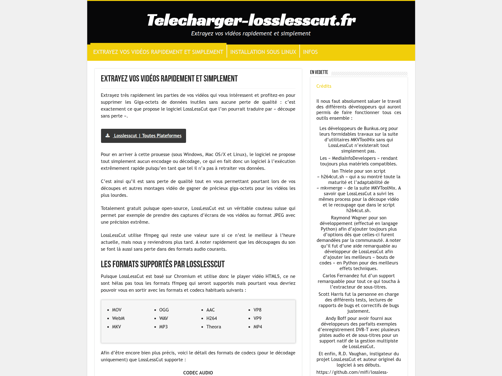 Screenshot of telecharger-losslesscut.fr