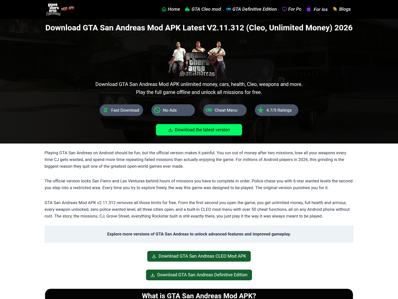Screenshot of gtasanmodsapk.com