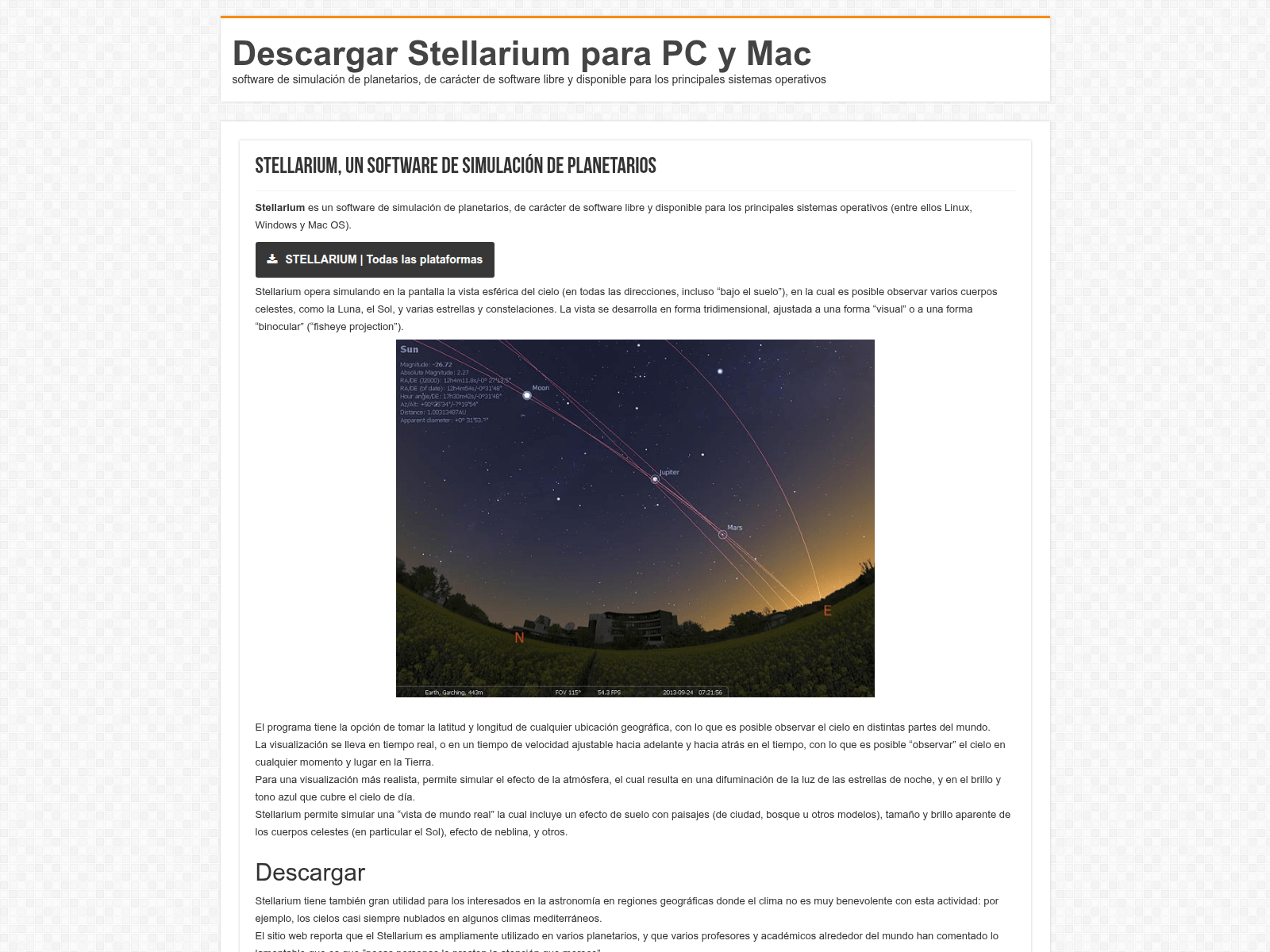 Screenshot of stellarium.es