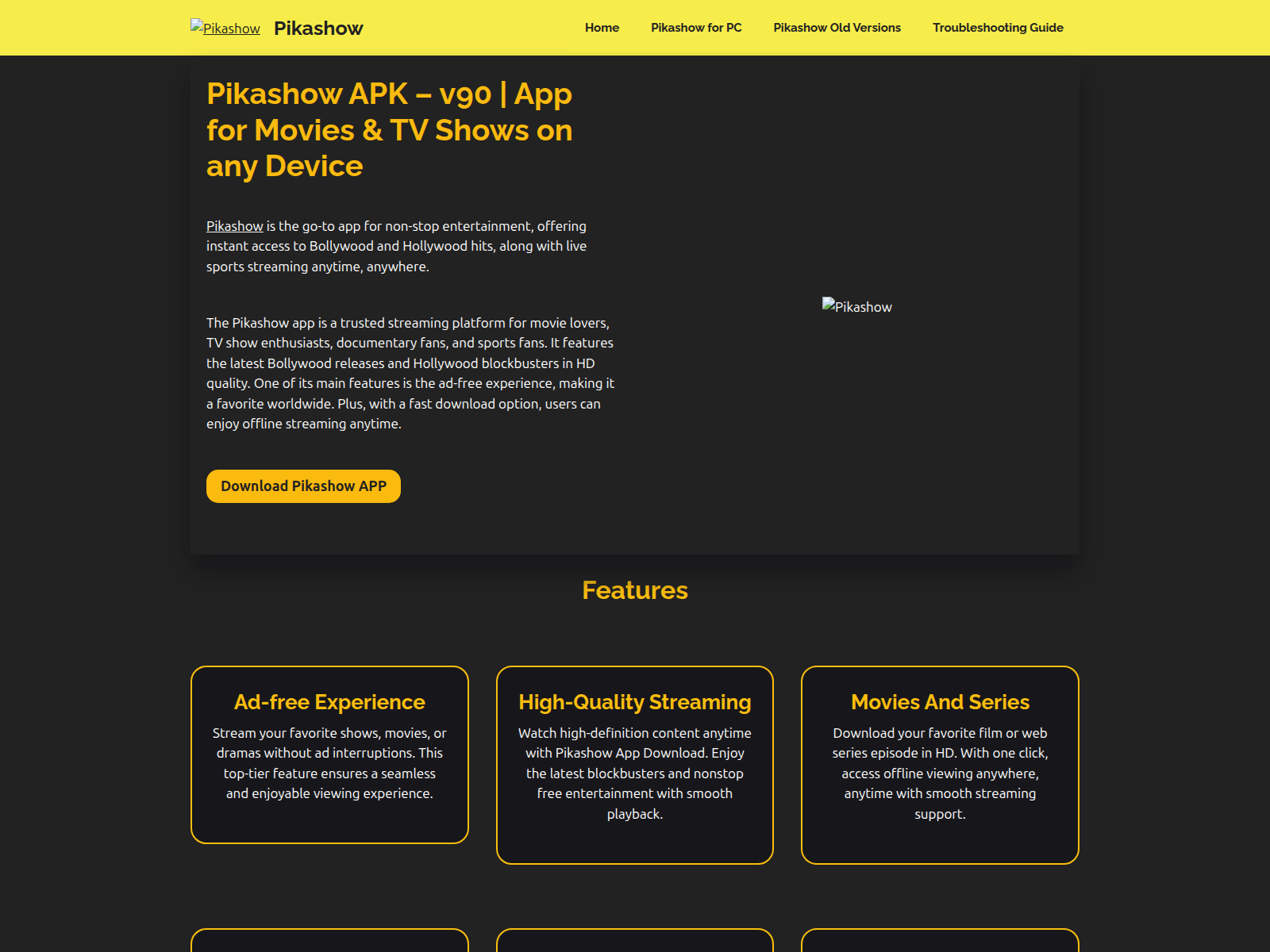 Screenshot of pikashowapk.sbs