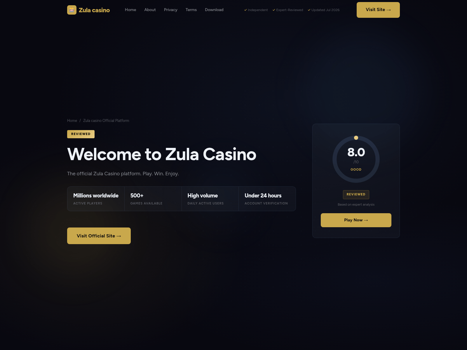 Screenshot of zulacasi.com