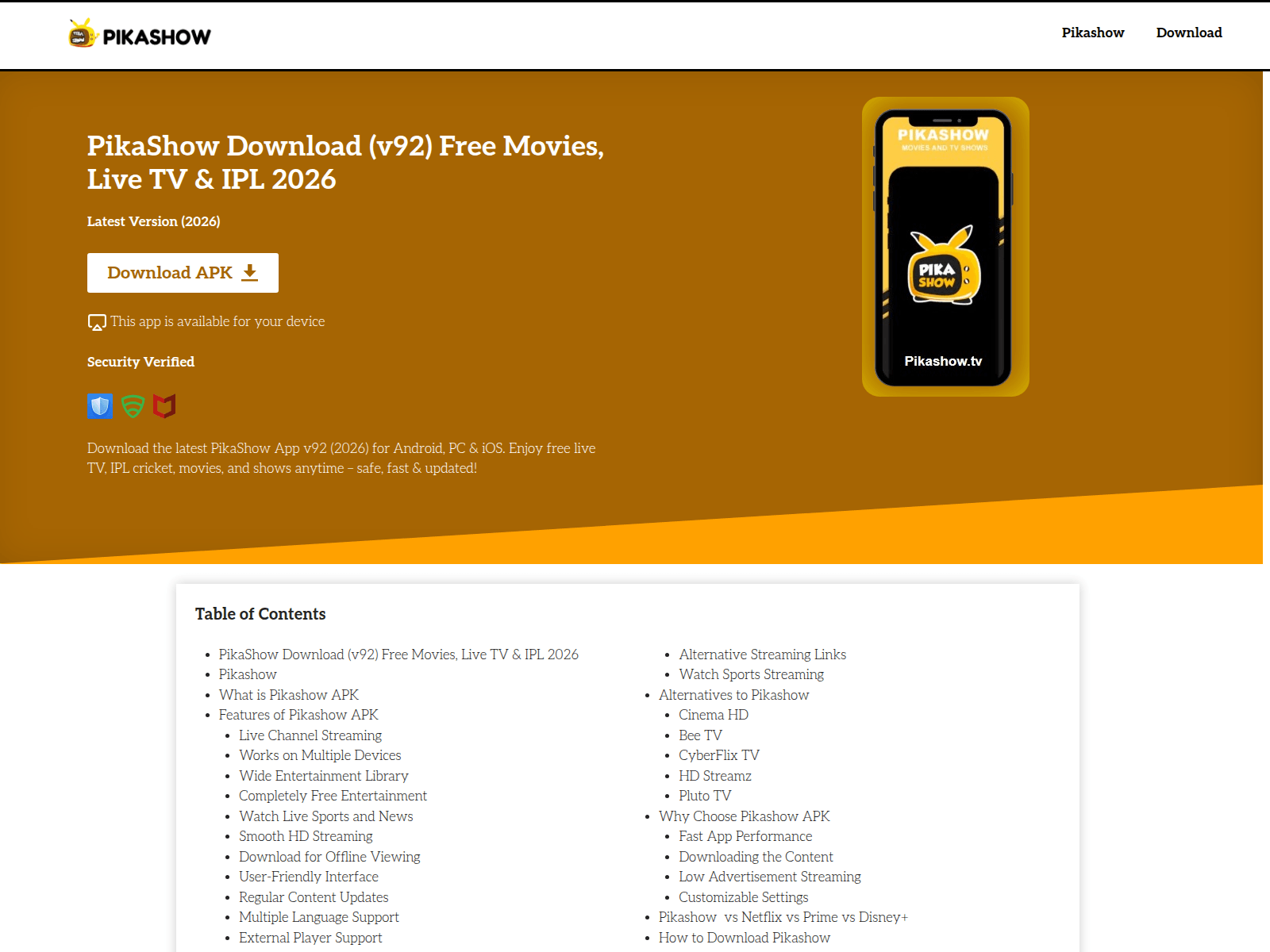 Screenshot of pikashows.tv