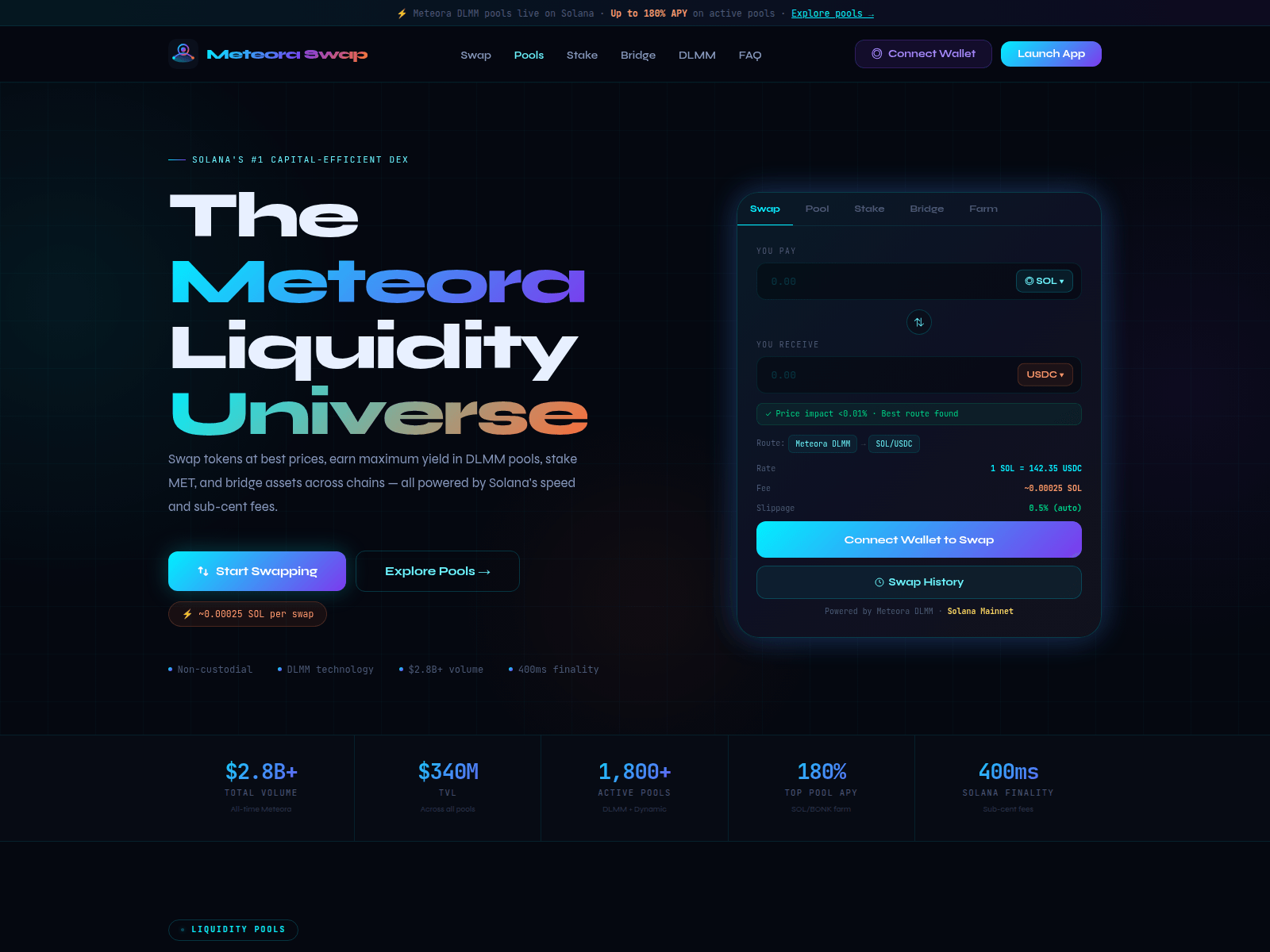 Screenshot of meteoraswap.org