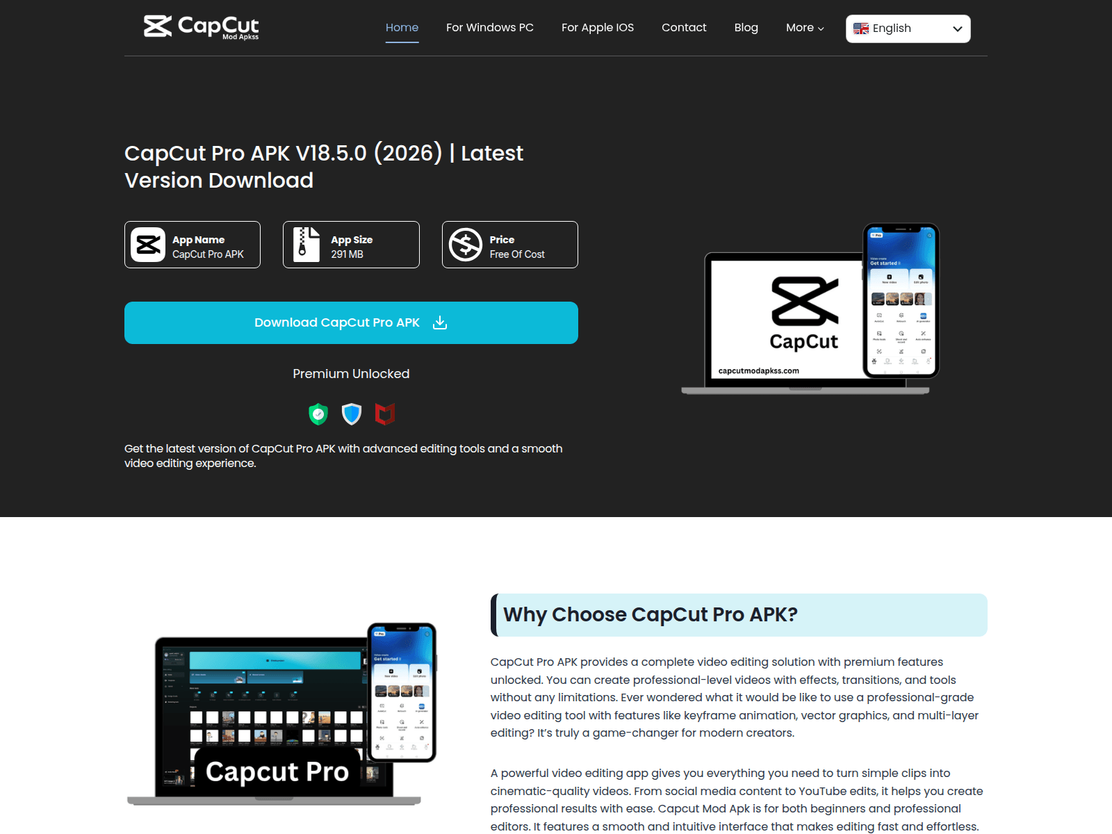 Screenshot of capcutmodapkss.com