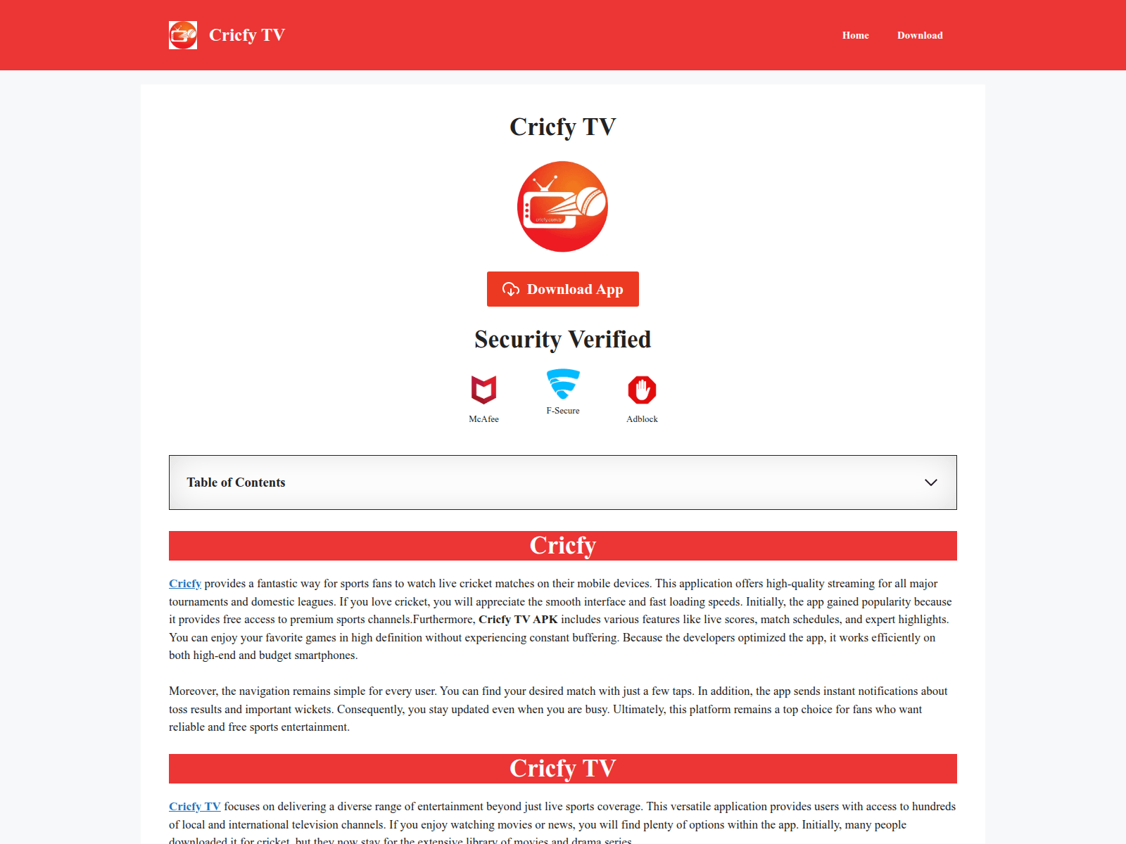 Screenshot of crikfy.com