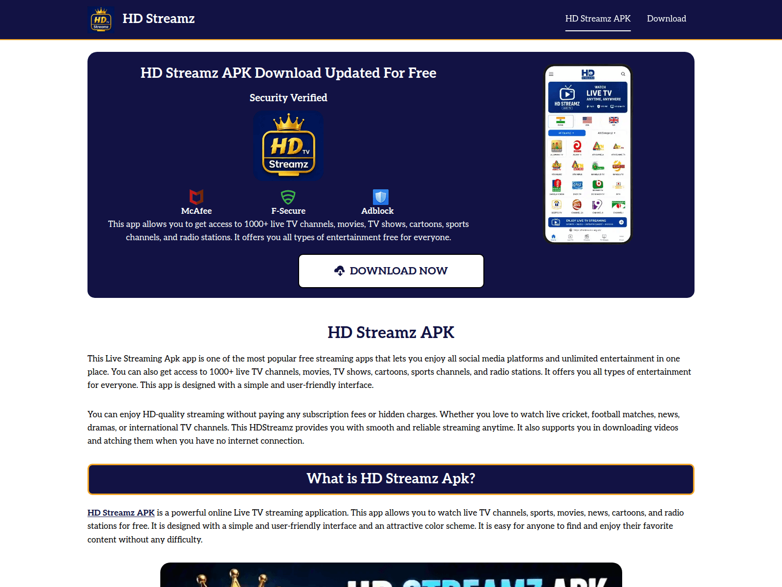 Screenshot of hdstreamz.org.uk
