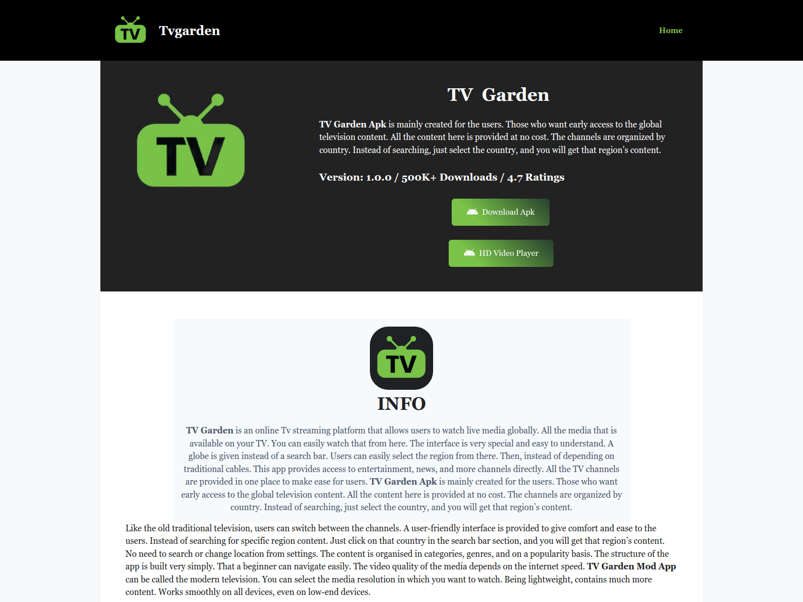 Screenshot of tvgarden.com.in