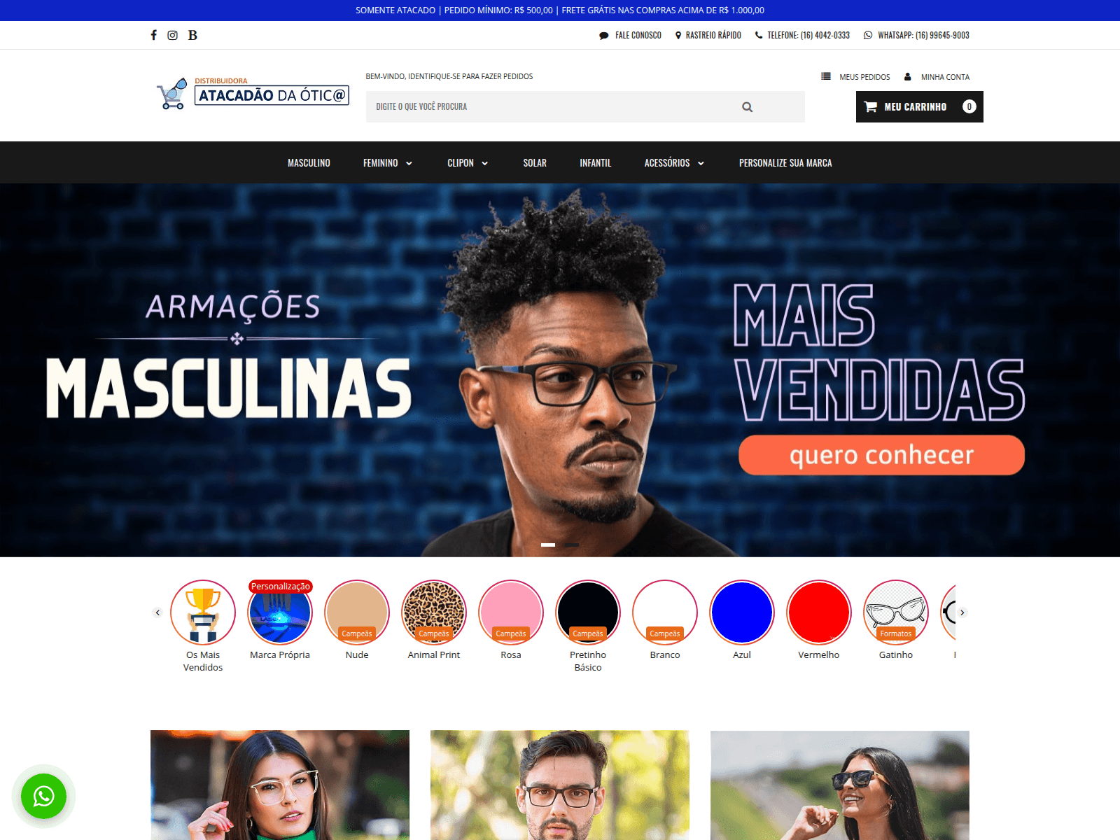 Screenshot of atacadaodaotica.com.br