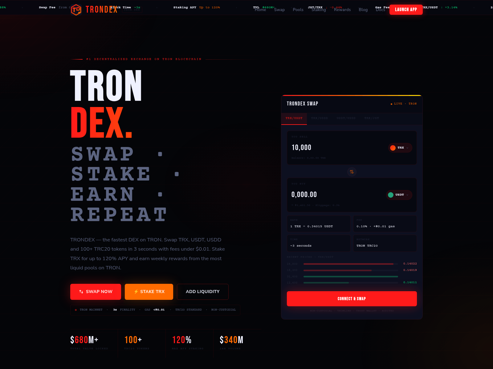 Screenshot of tron-dex.xyz