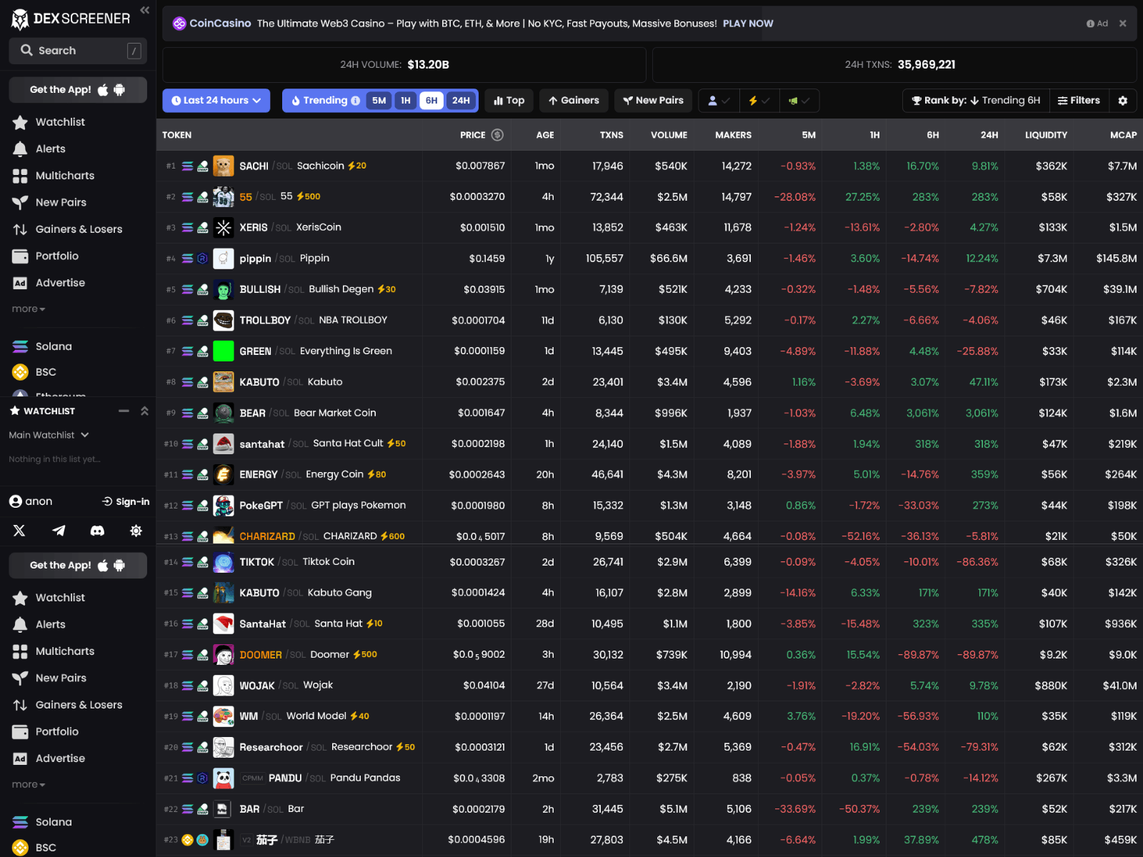 Screenshot of desxscreener.github.io