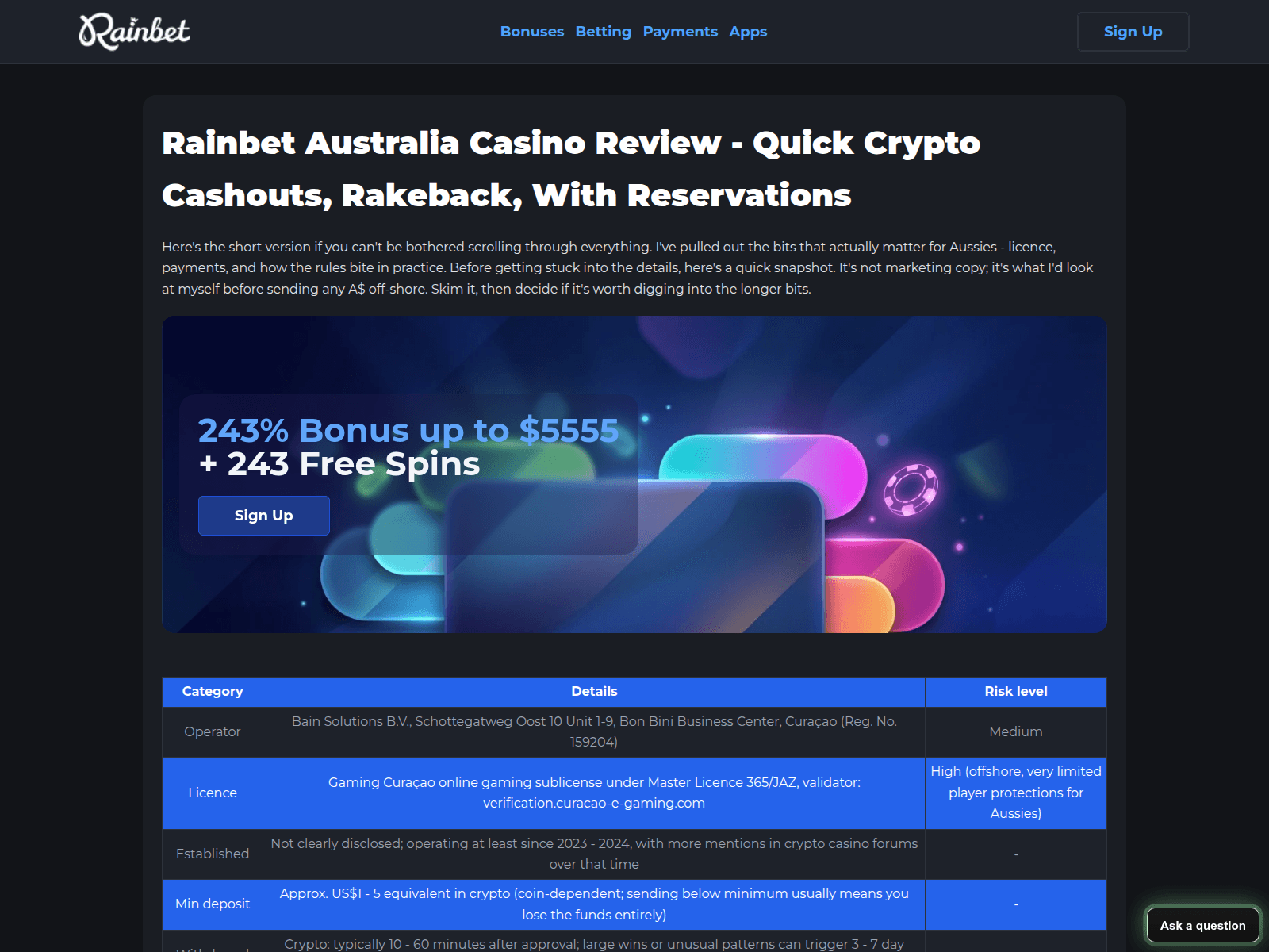 Screenshot of rainbet-aussie.com