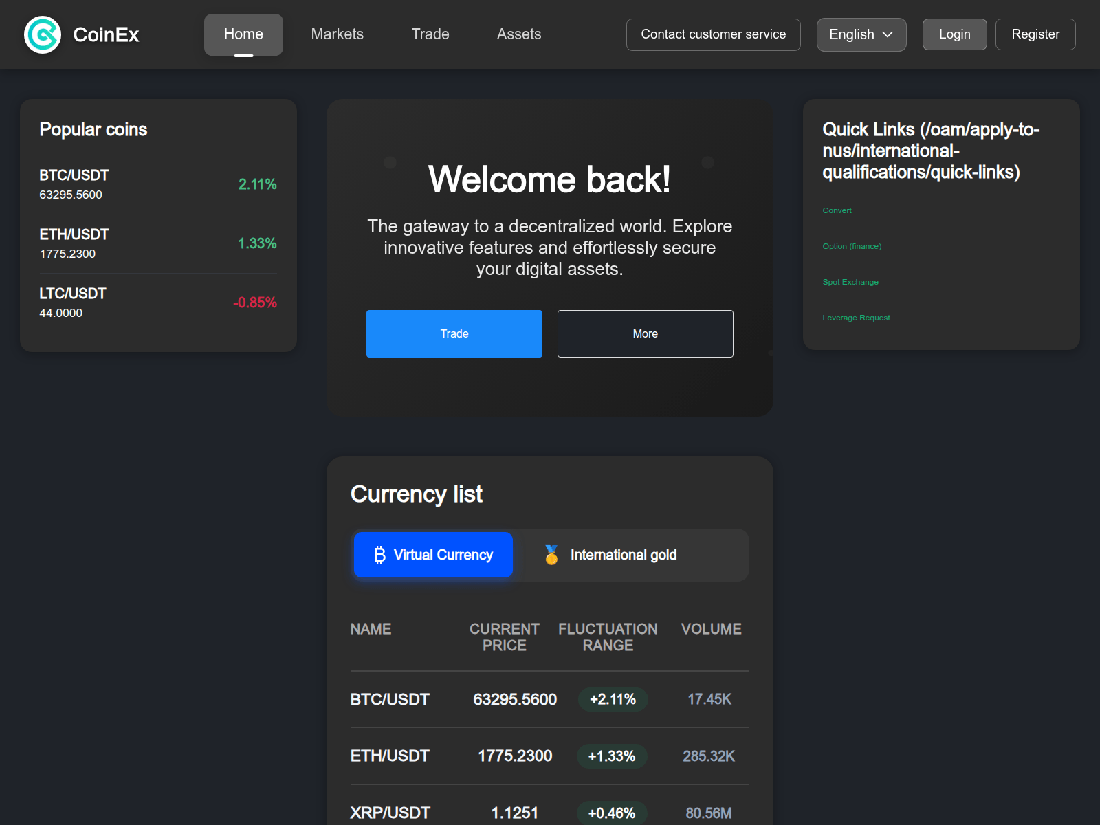 Screenshot of coinexd.com