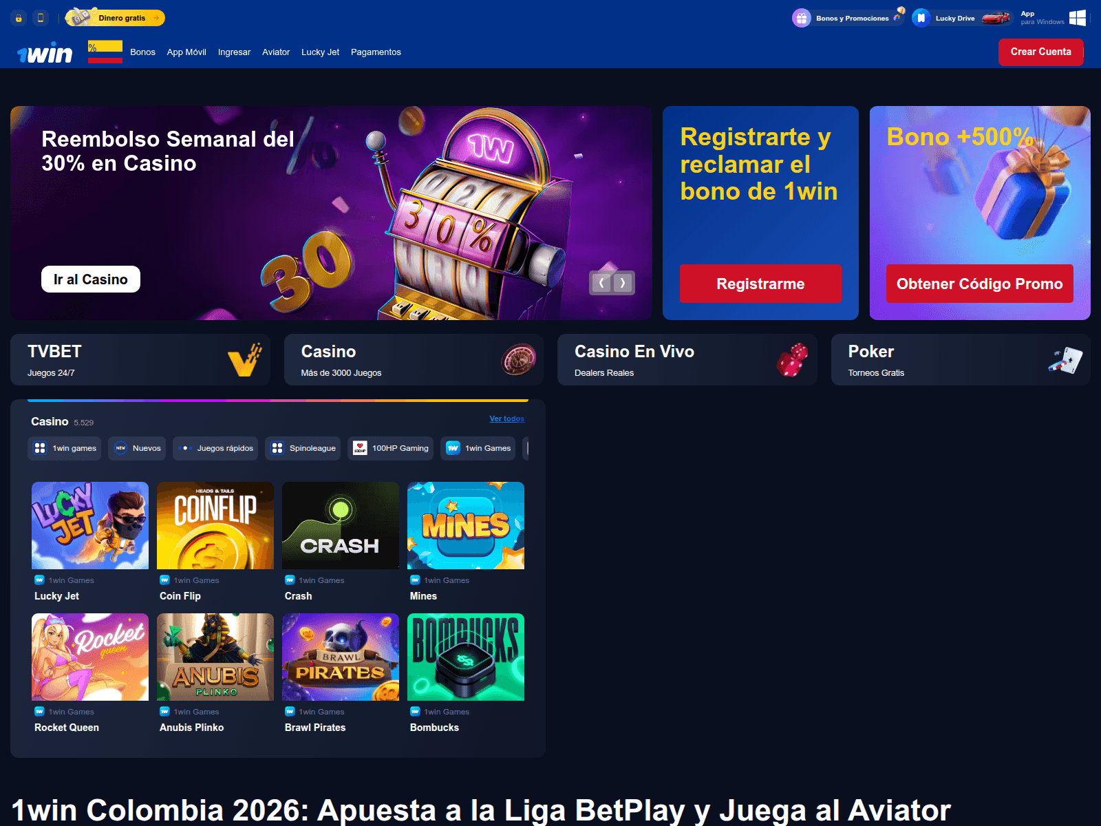 Screenshot of 1wincolombia-co.com