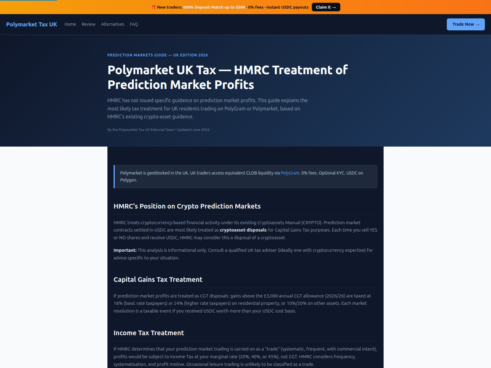 Screenshot of polymarket-tax.co.uk