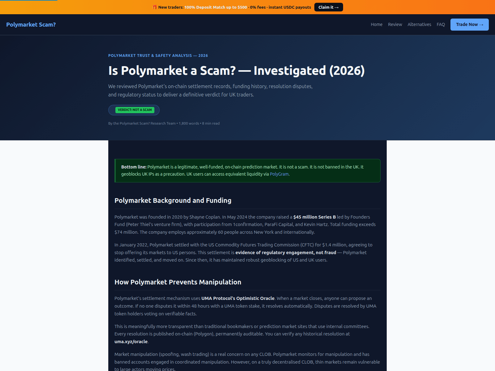 Screenshot of polymarket-scam.co.uk