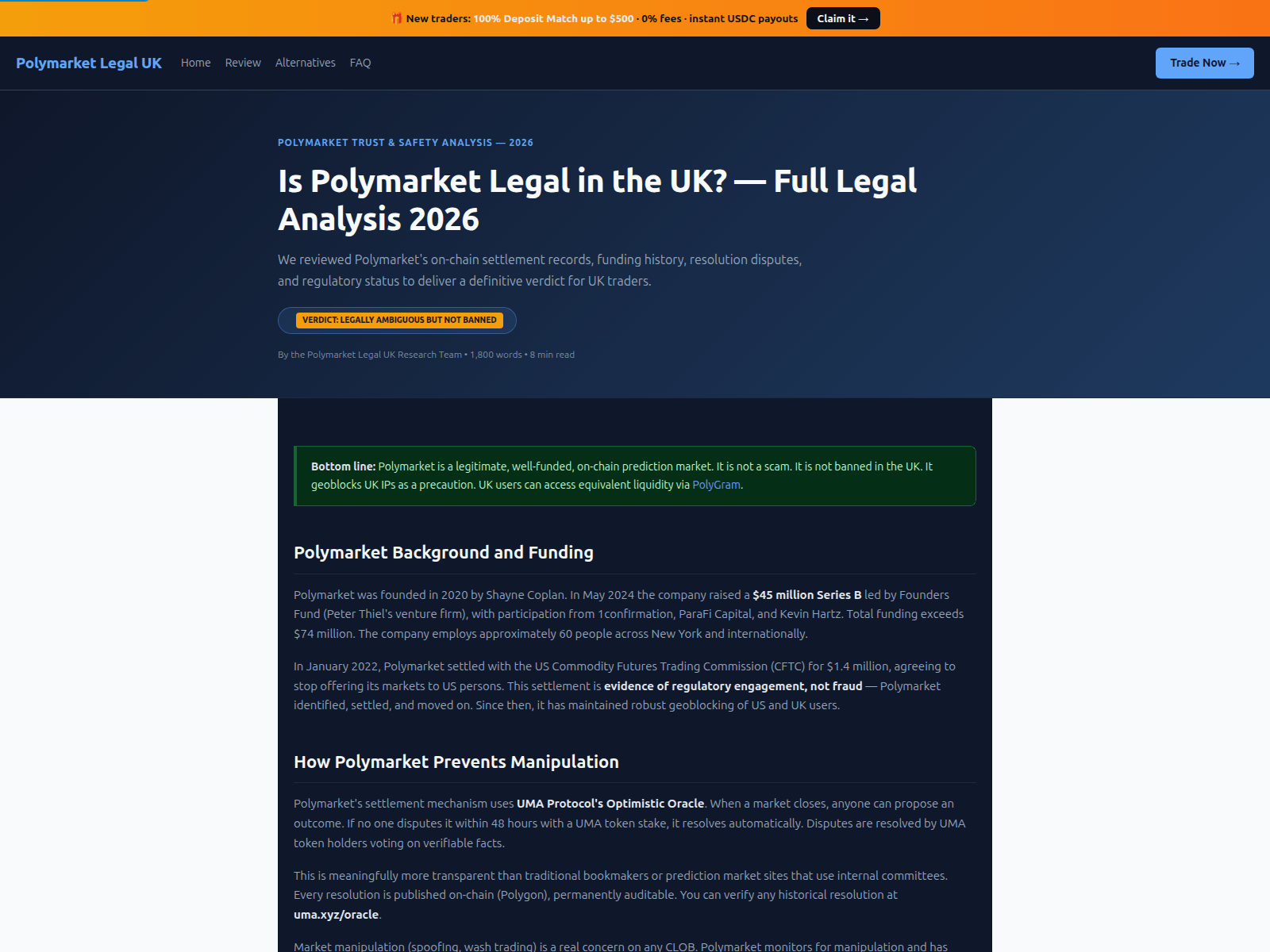 Screenshot of polymarket-legal.co.uk