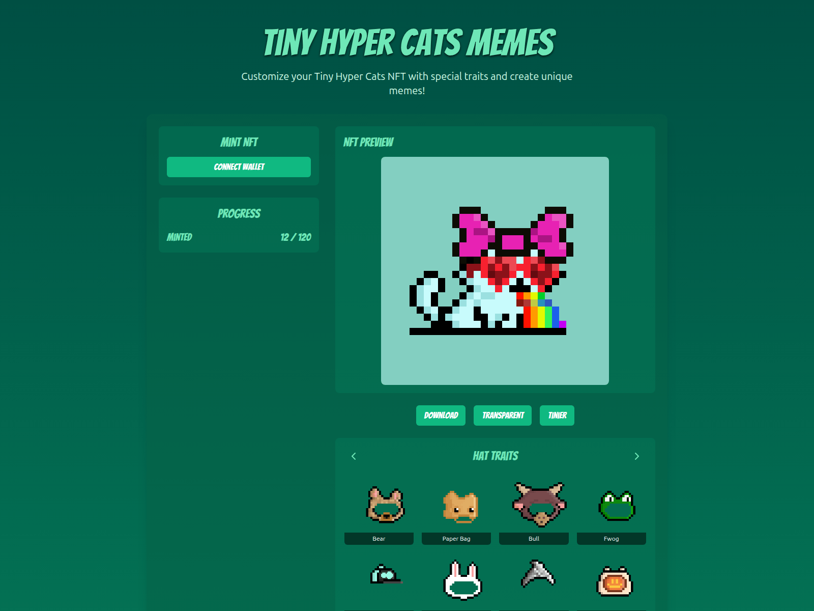Screenshot of tinyhypercats.com
