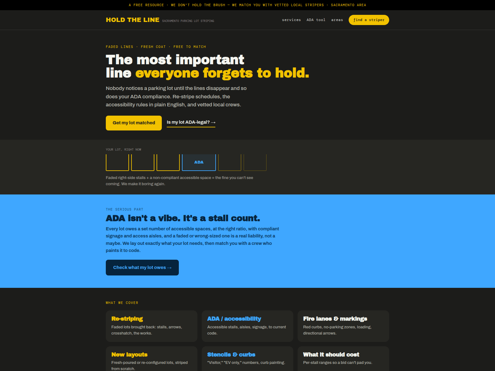Screenshot of holdthelinestriping.com