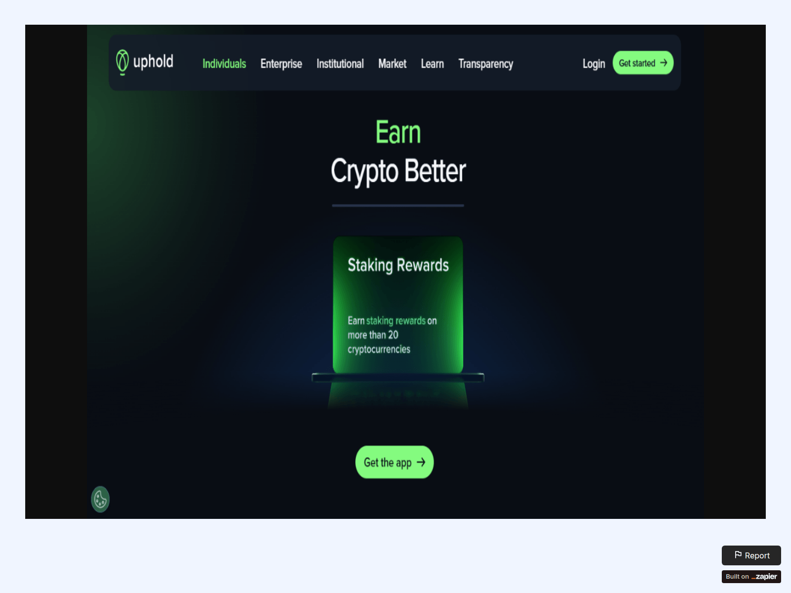 Screenshot of uphold-web-start.zapier.app