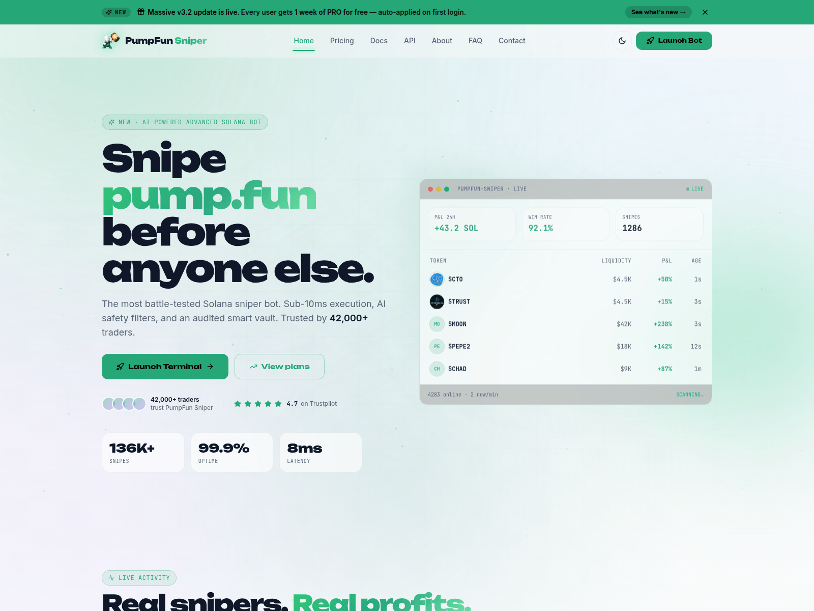 Screenshot of pump-sniper.com