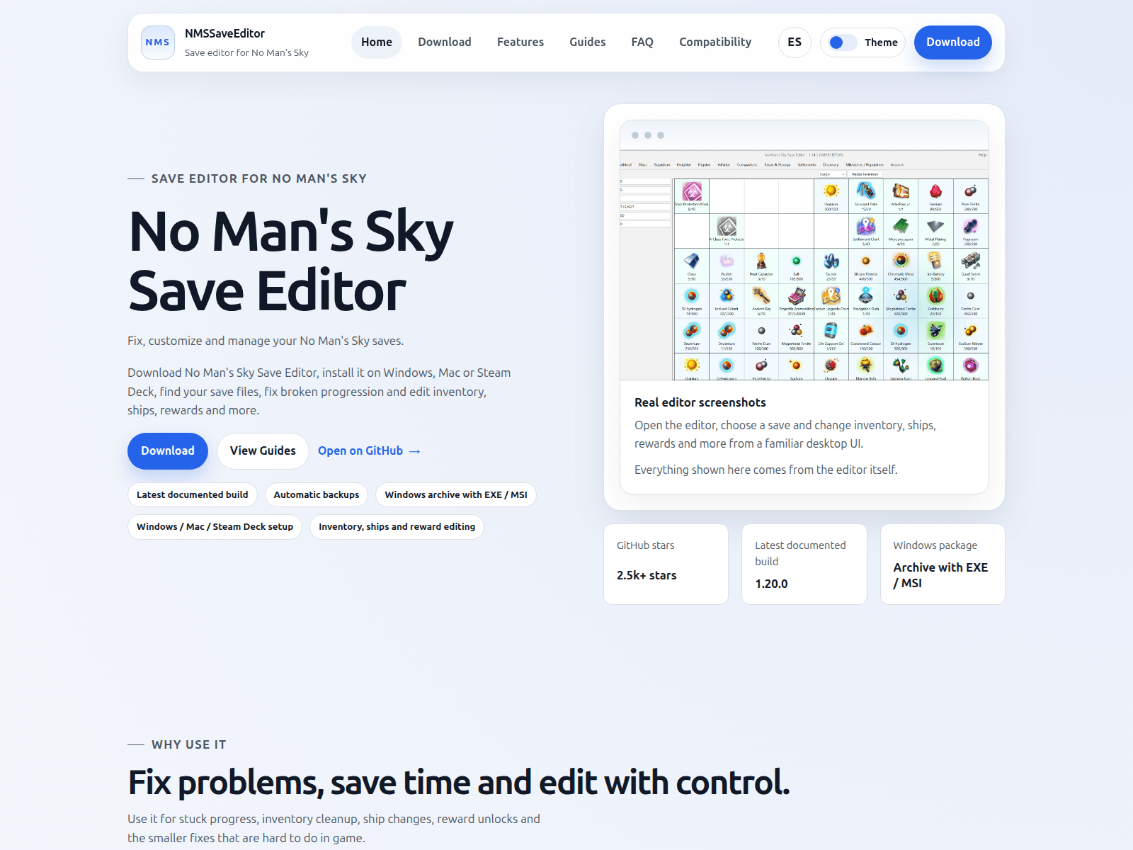 Screenshot of nmssaveeditor.com