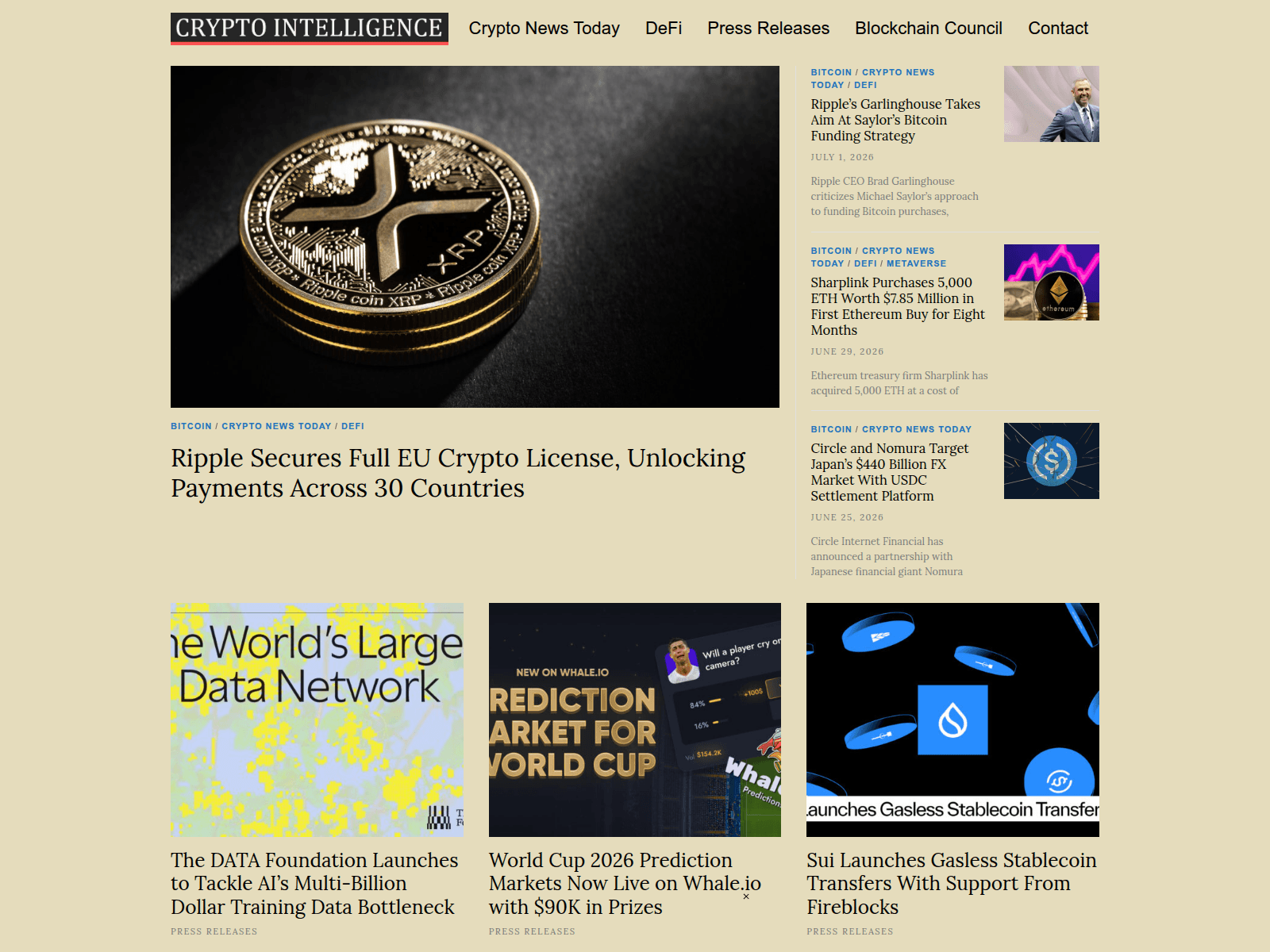 Screenshot von cryptointelligence.co.uk