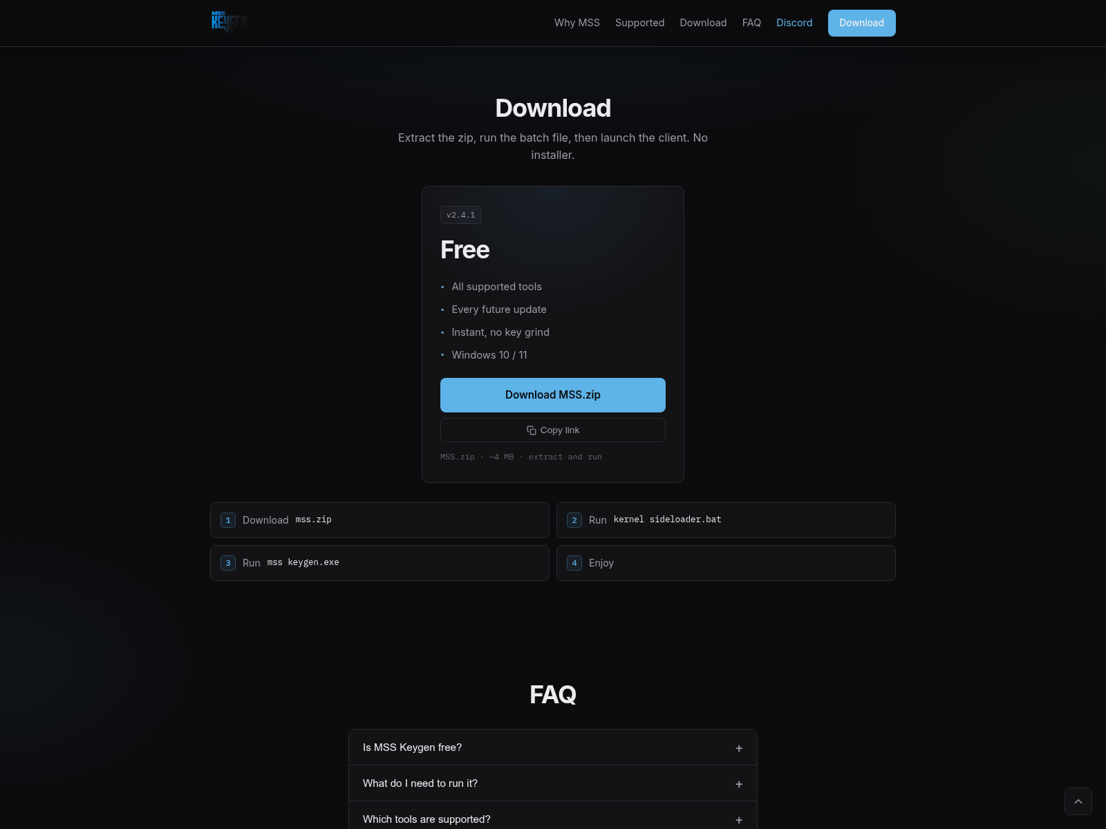 Screenshot of mss-key.xyz