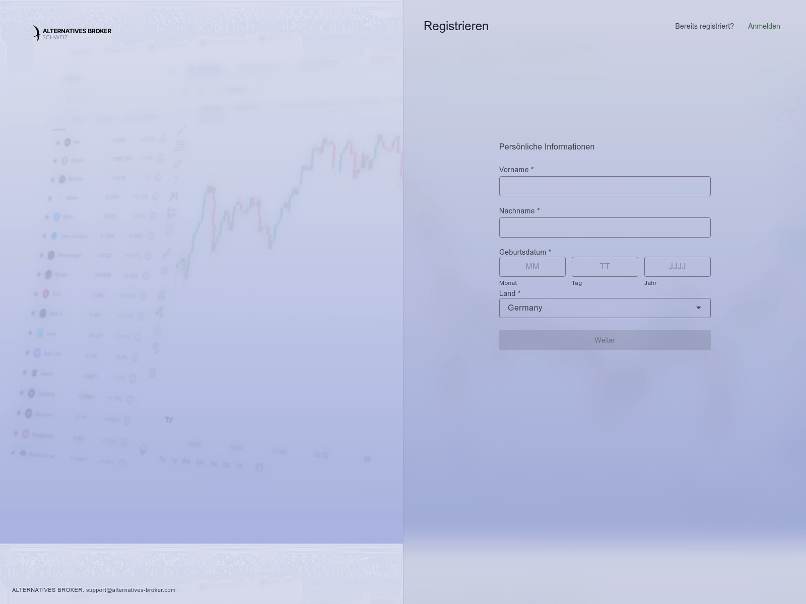 Captura de tela de alternatives-broker.com