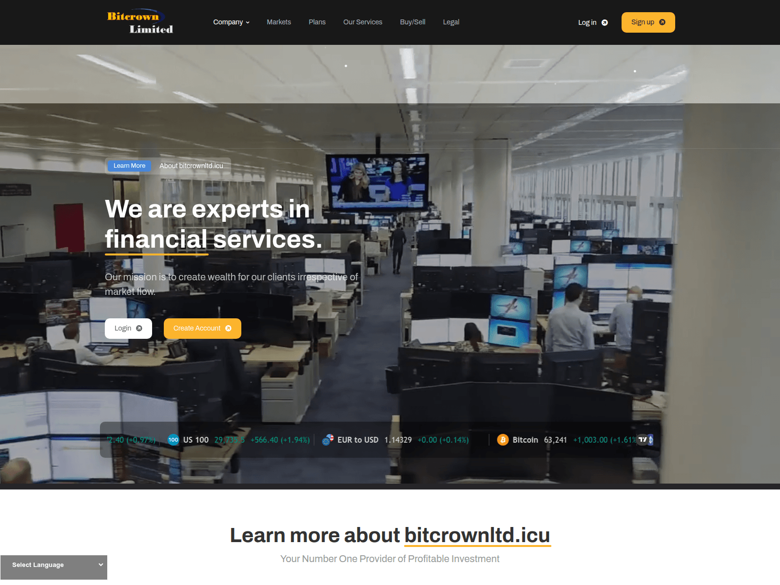 Screenshot of bitcrownltd.icu