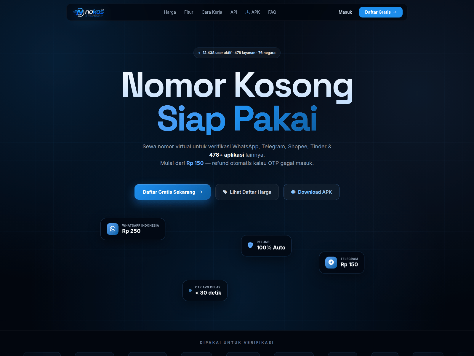 Screenshot of nokos.co.id