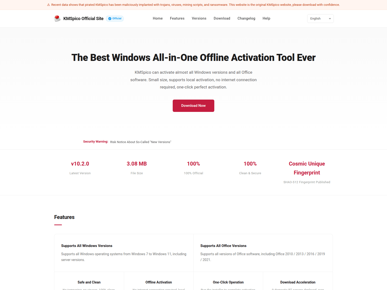Screenshot of kmspico.micaesoft.com