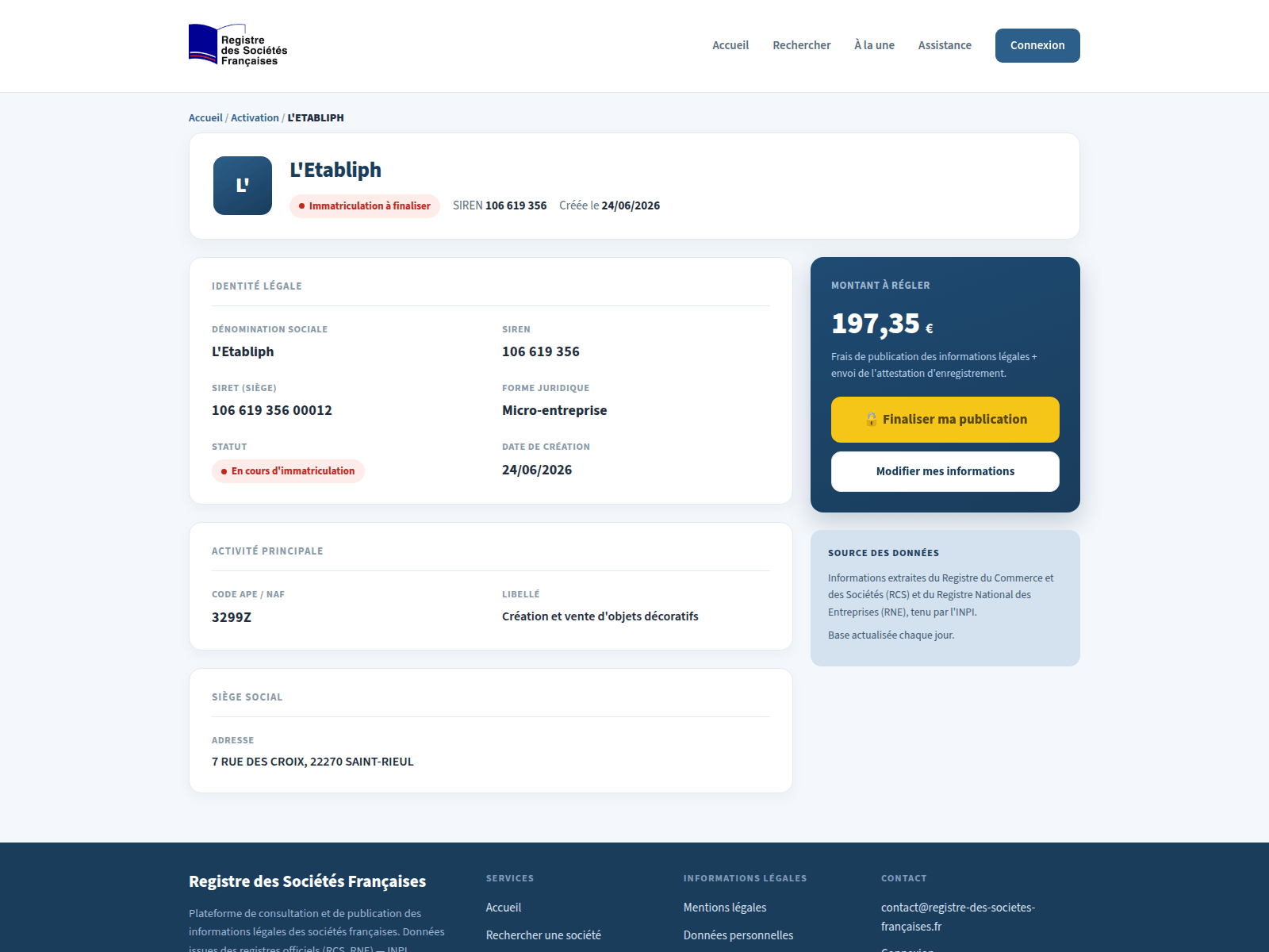 Screenshot of le-registre-des-societes-francaises.fr