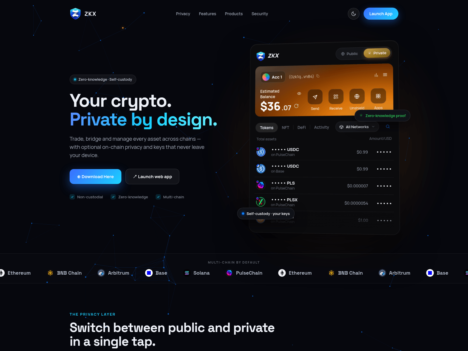 Screenshot of zkxwallet.io