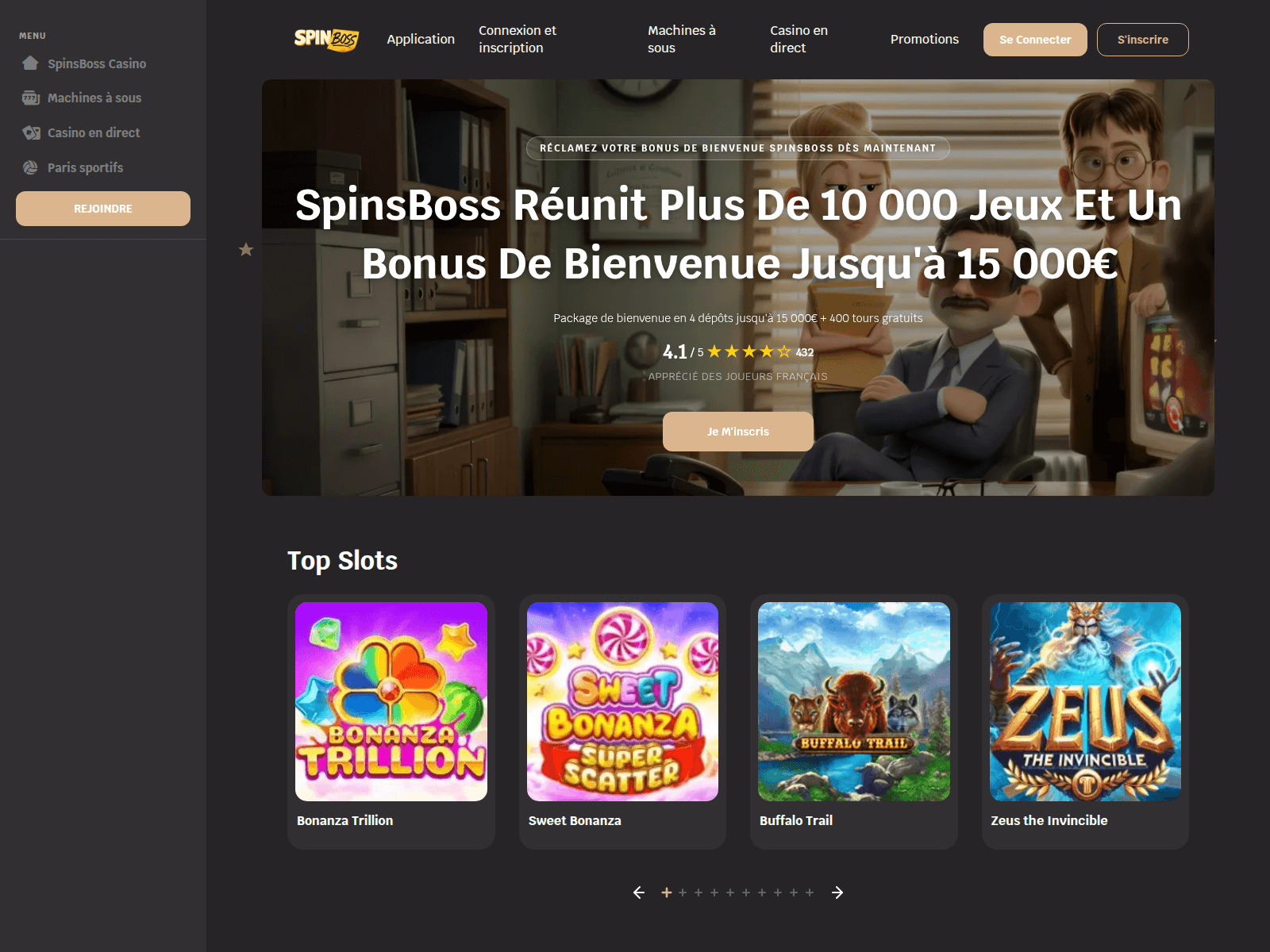 Screenshot of spinxboss.net