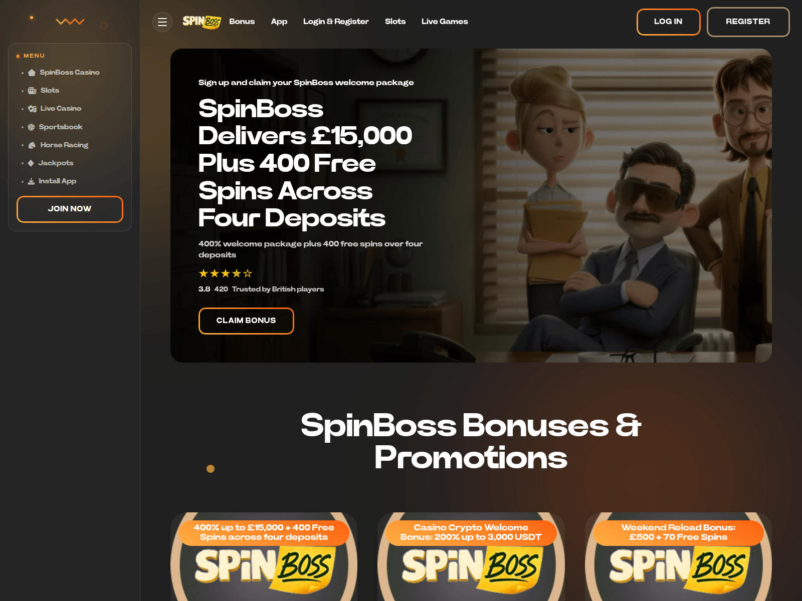 Screenshot of spins-boss.com