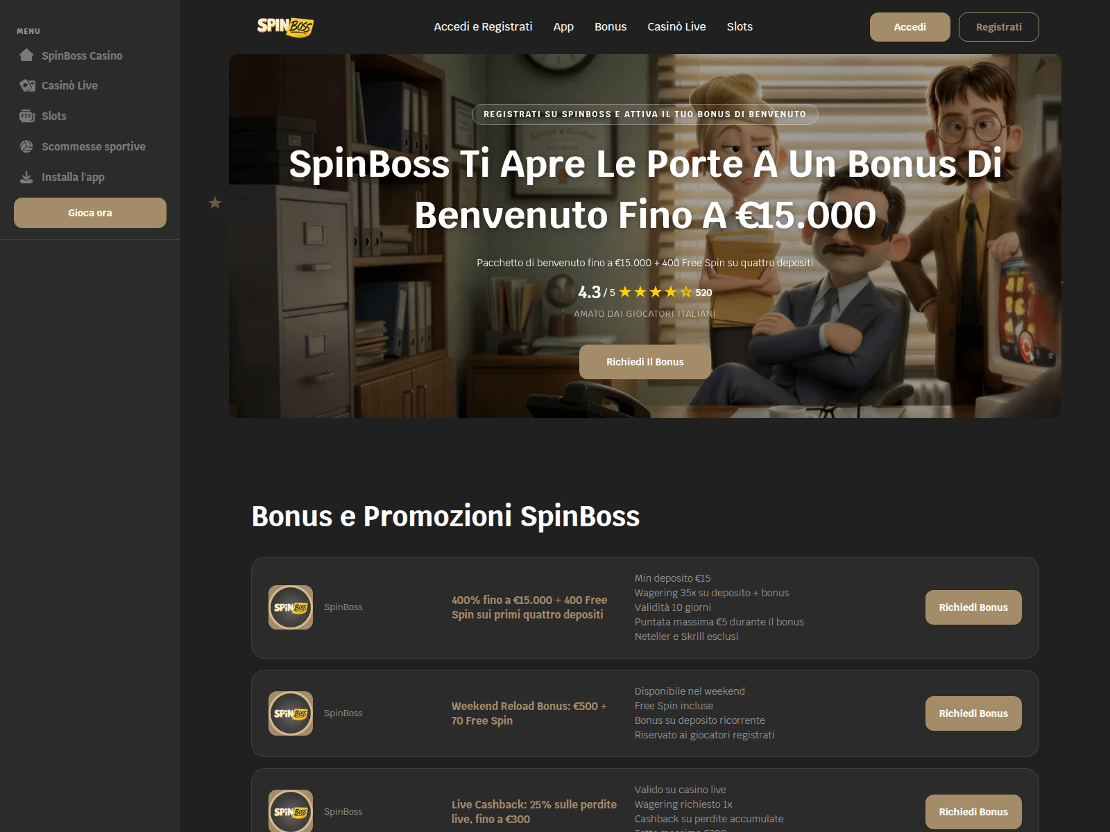 Screenshot of spinsboss-it.com
