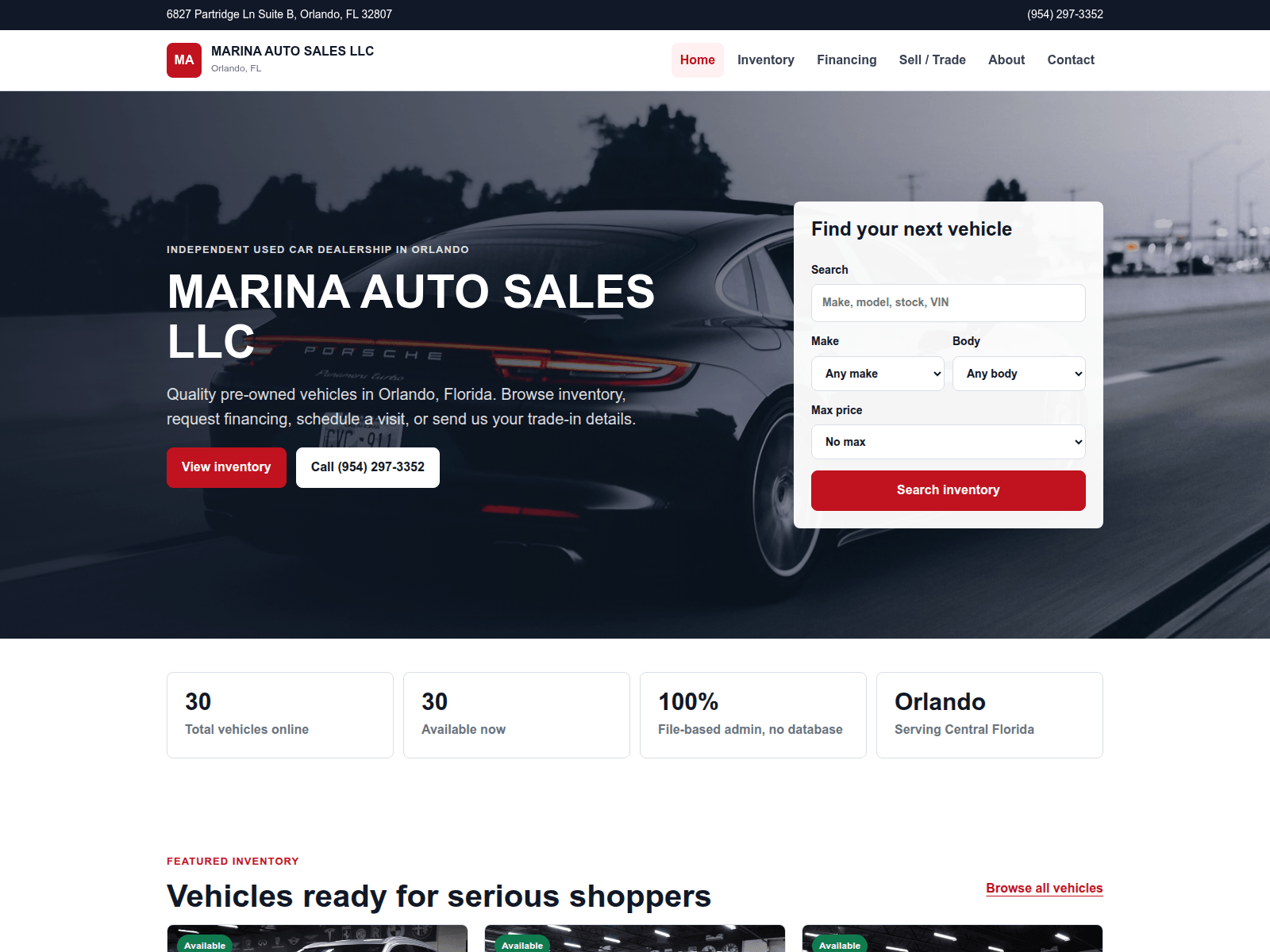 Screenshot of marinaautodealer.com