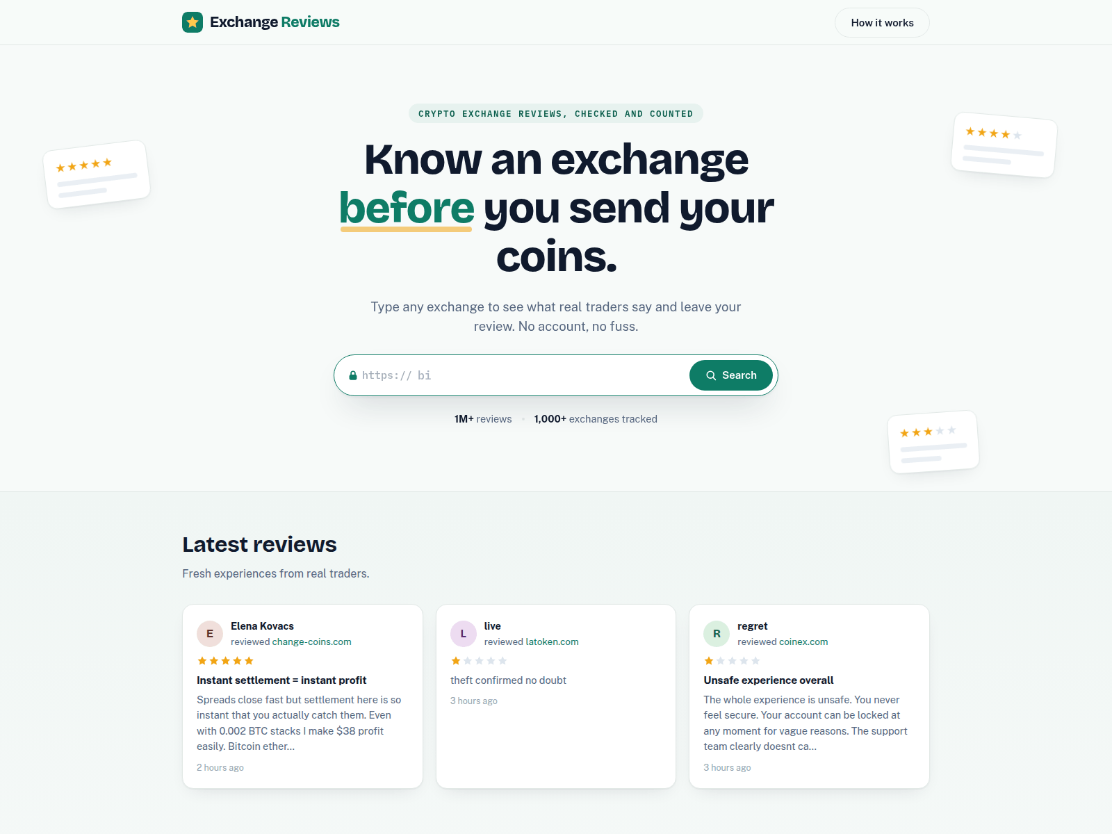 Screenshot of exchange-reviews.net