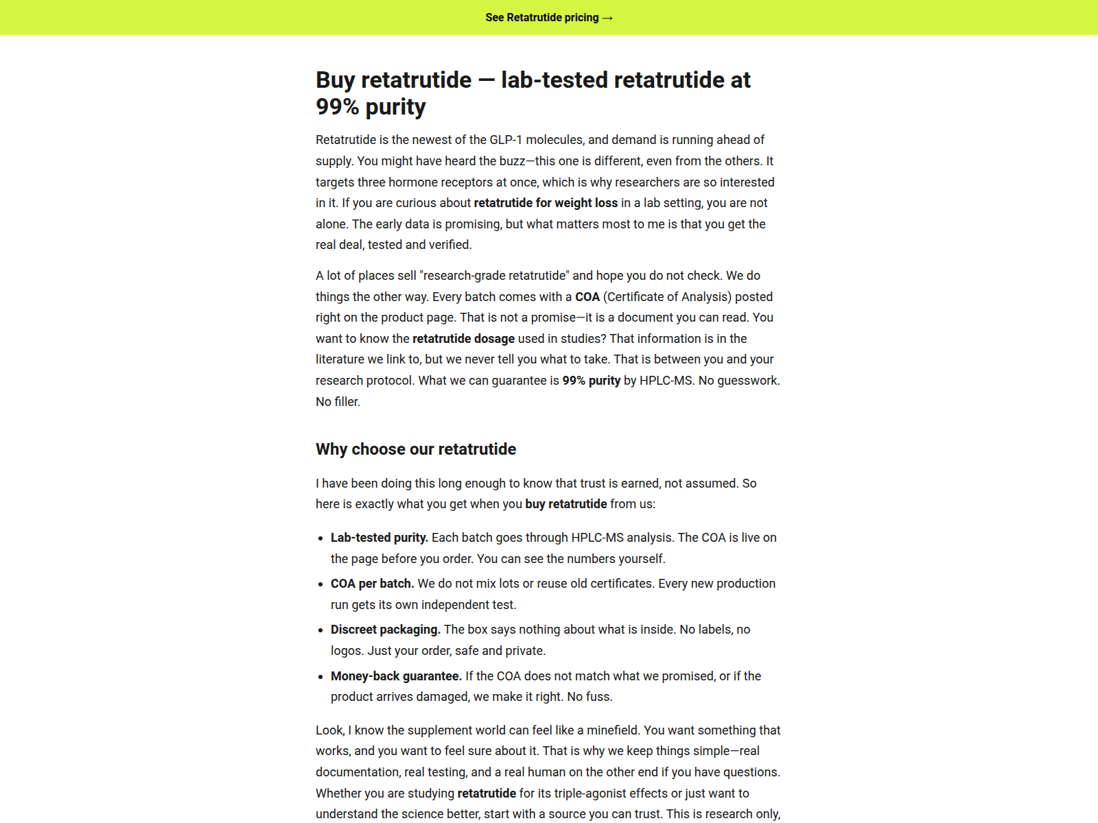 Screenshot of retatrutide-store.vip