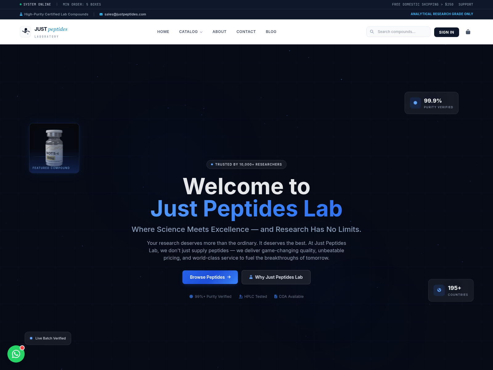 Screenshot of justpeptideslab.com