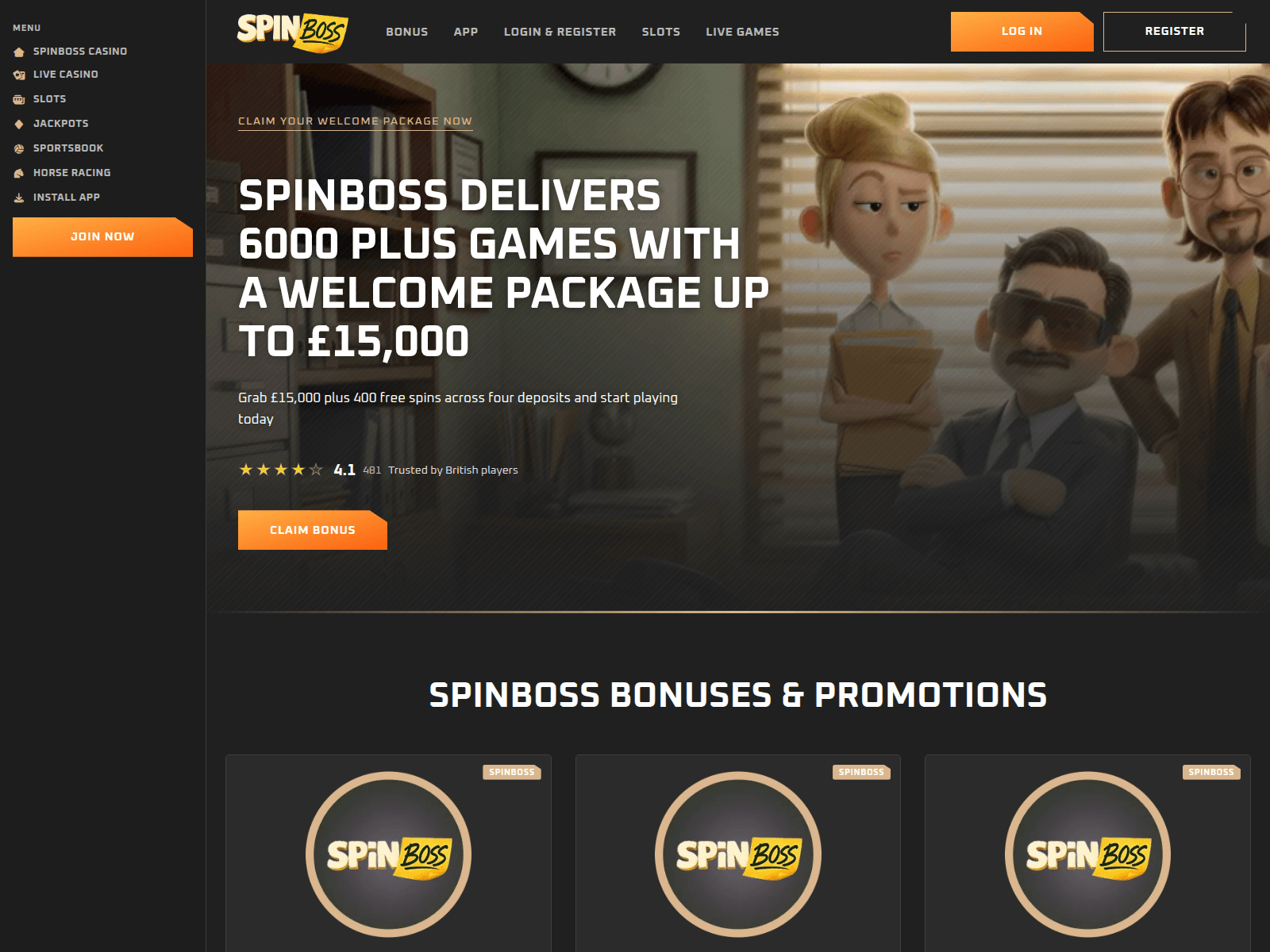 Screenshot of spinxboss.com