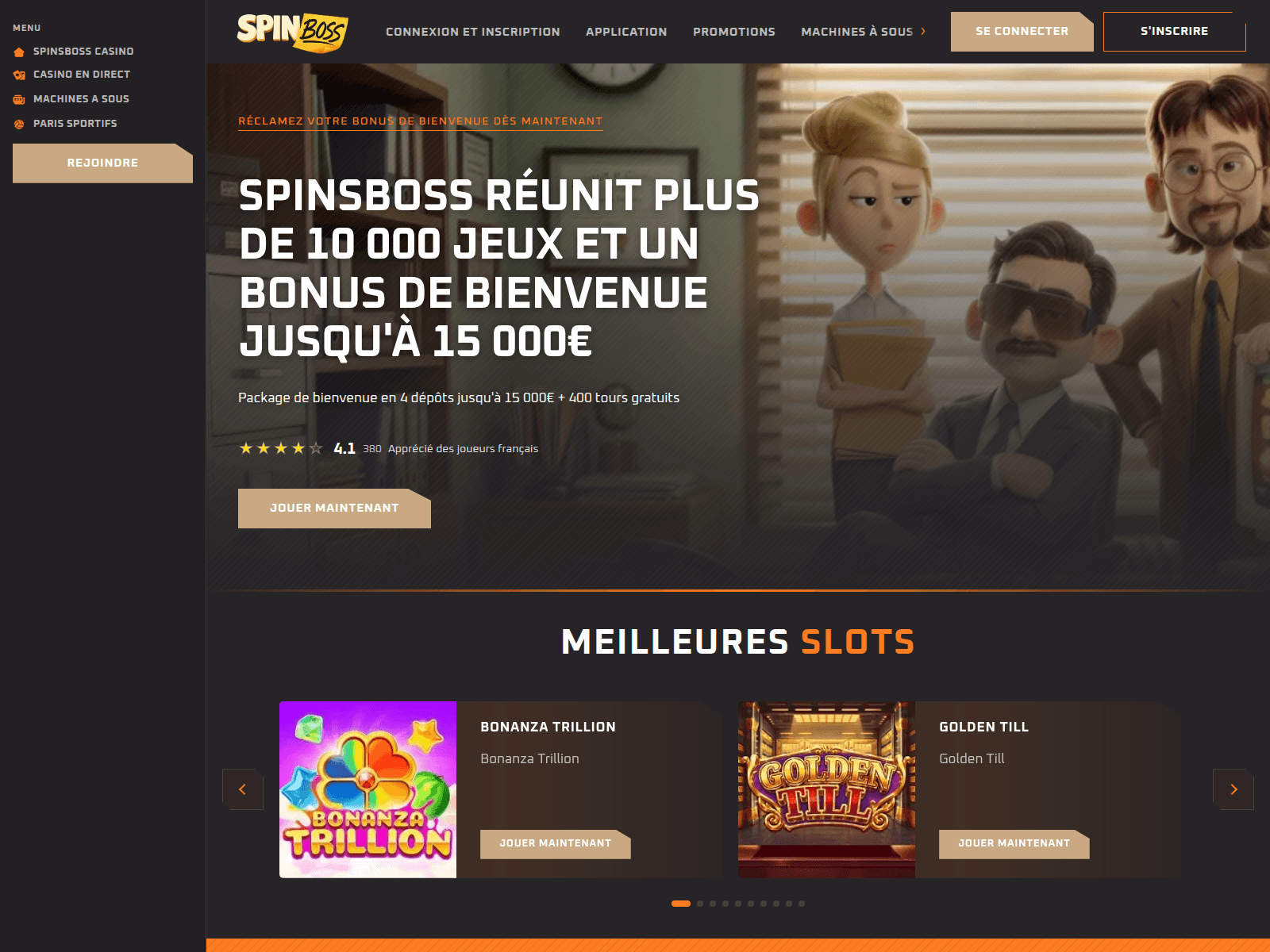 Screenshot of spinsboss.org