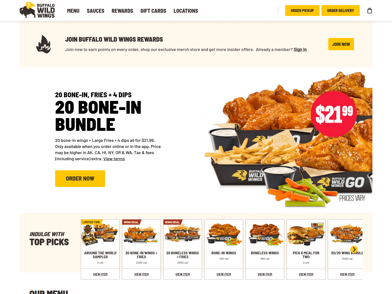 Screenshot of buffalo-wild-wings.com