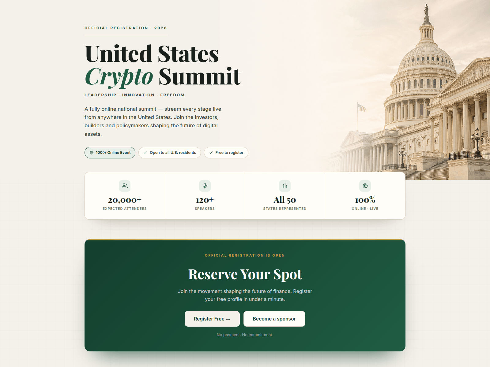 Screenshot of uscryptosummits.com