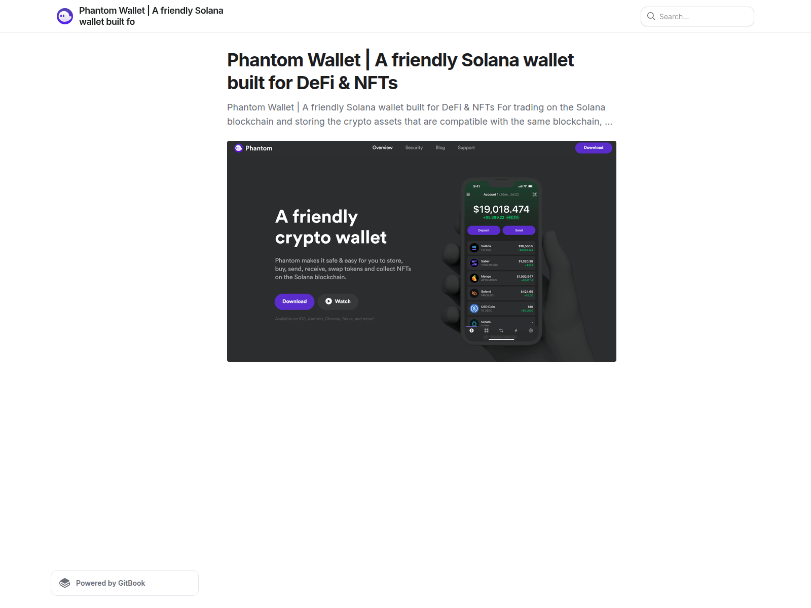 Screenshot of phawtom-wollet.gitbook.io
