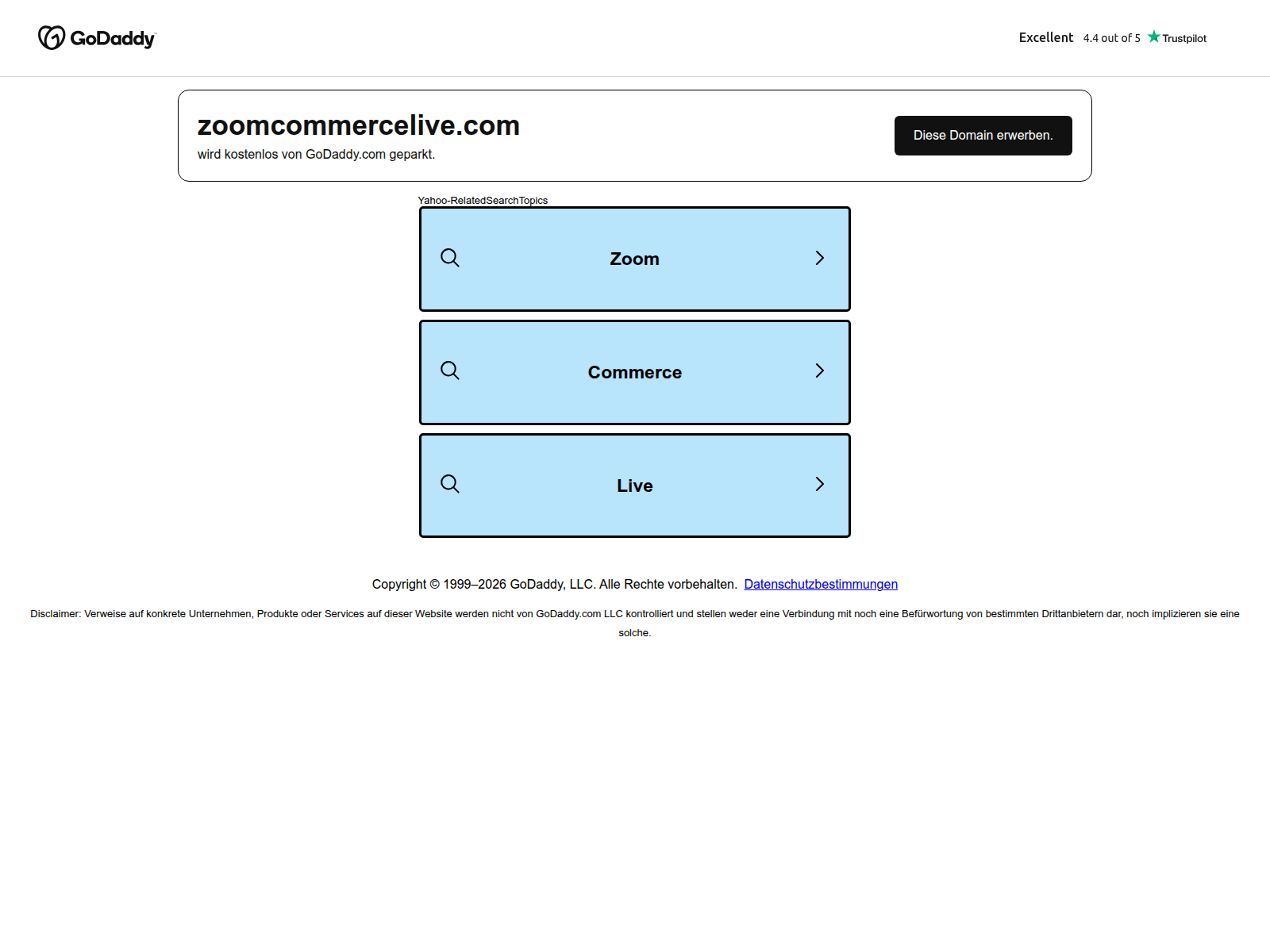 Screenshot of zoomcommercelive.com