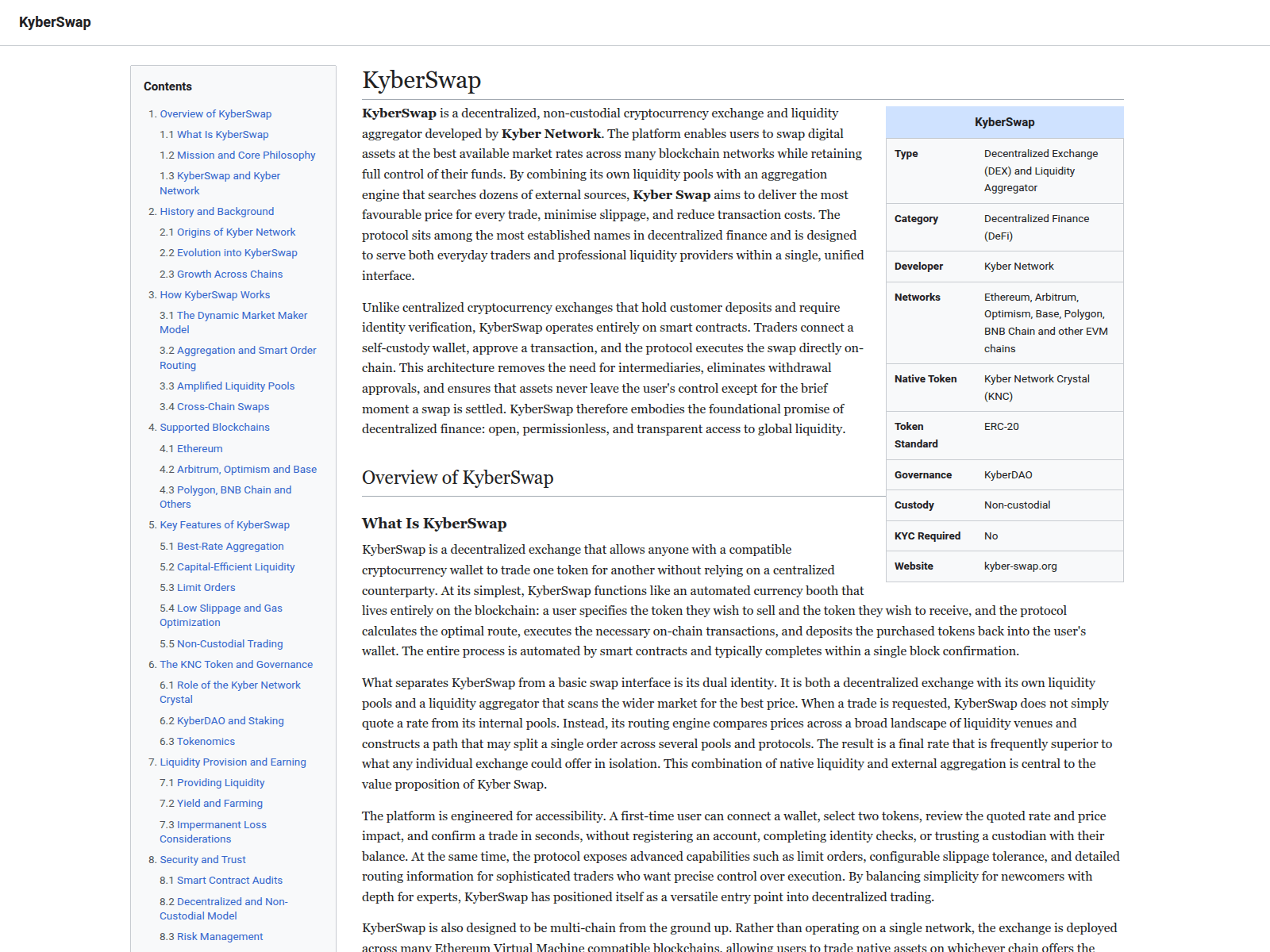 Screenshot of kyber-swap.org