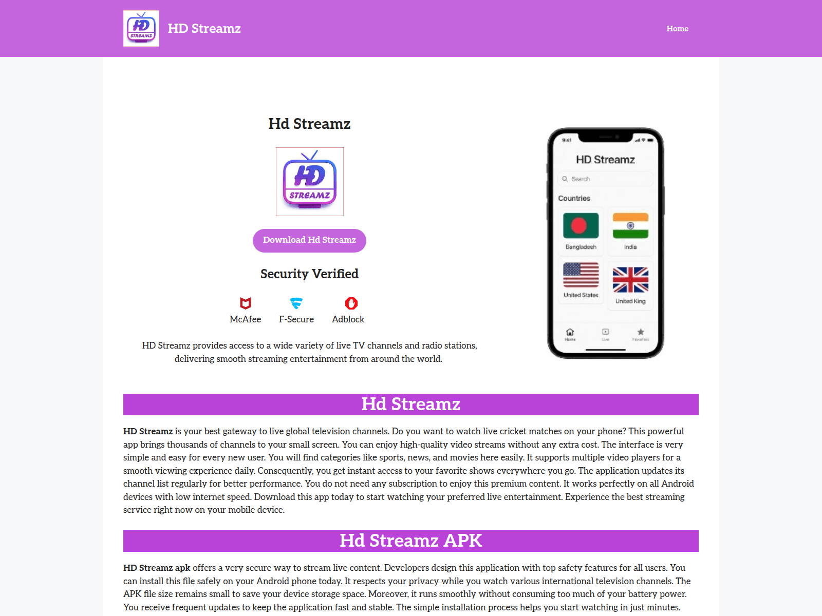 Screenshot of hd-streamz.me.in