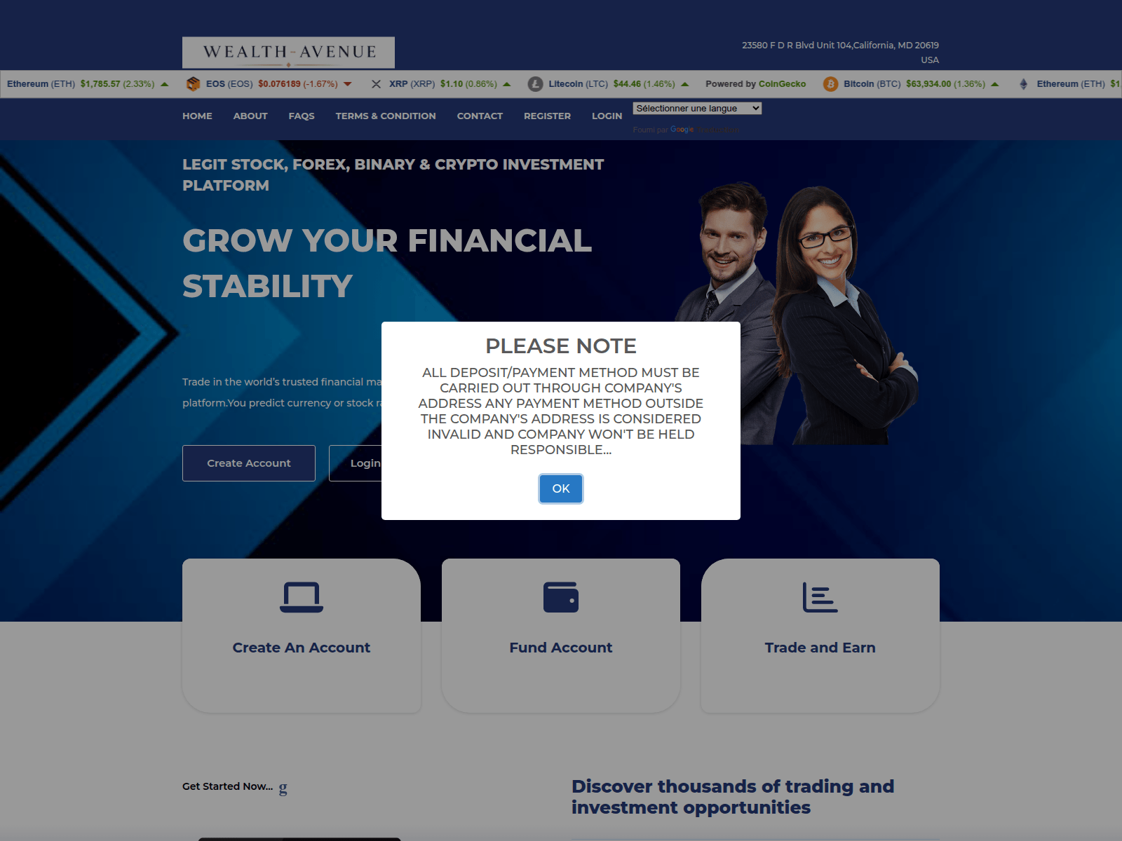 Screenshot of wealthavenue.xyz